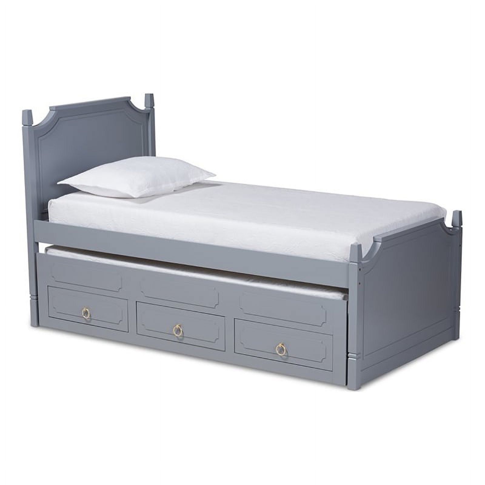 Bowery Hill Traditional Wood Twin Size Storage Bed with Trundle in Gray