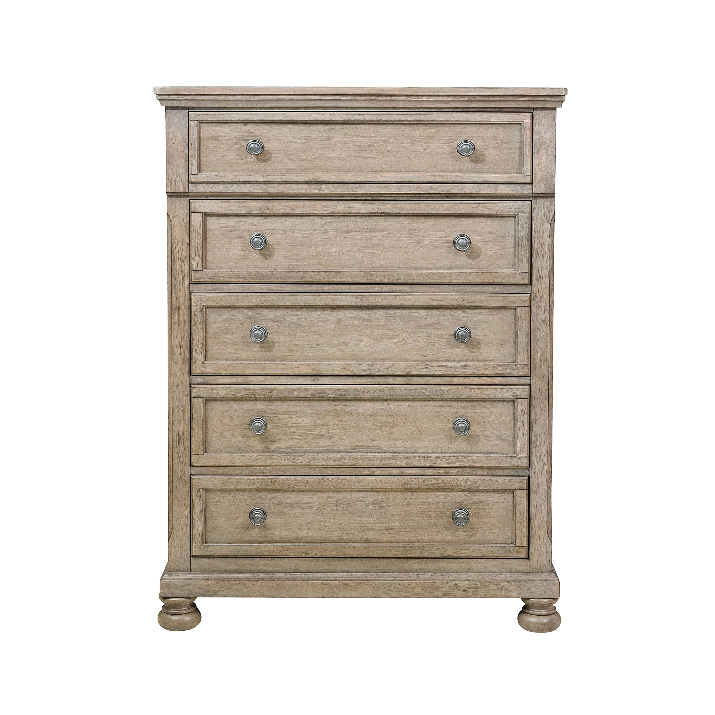 Bedroom Chest 1pc Wire Brushed Gray Finish Birch Veneer Drawers with Ball Bearing Glides Transitional Furniture