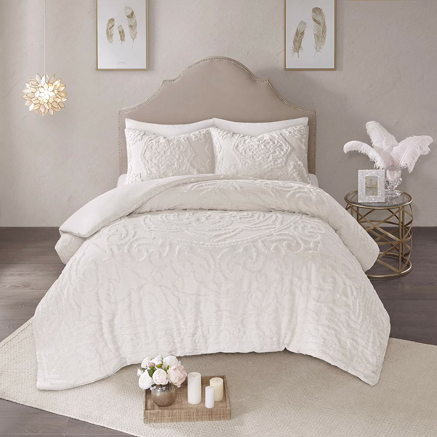 Perfect Madison Park Laetitia Comforter Bohemian Tufted Cotton Chenille  Medallion Shabby Chic All Season Down Alternative Bed Set with Matching Shams  King/Cal King(104"x92")  Fl