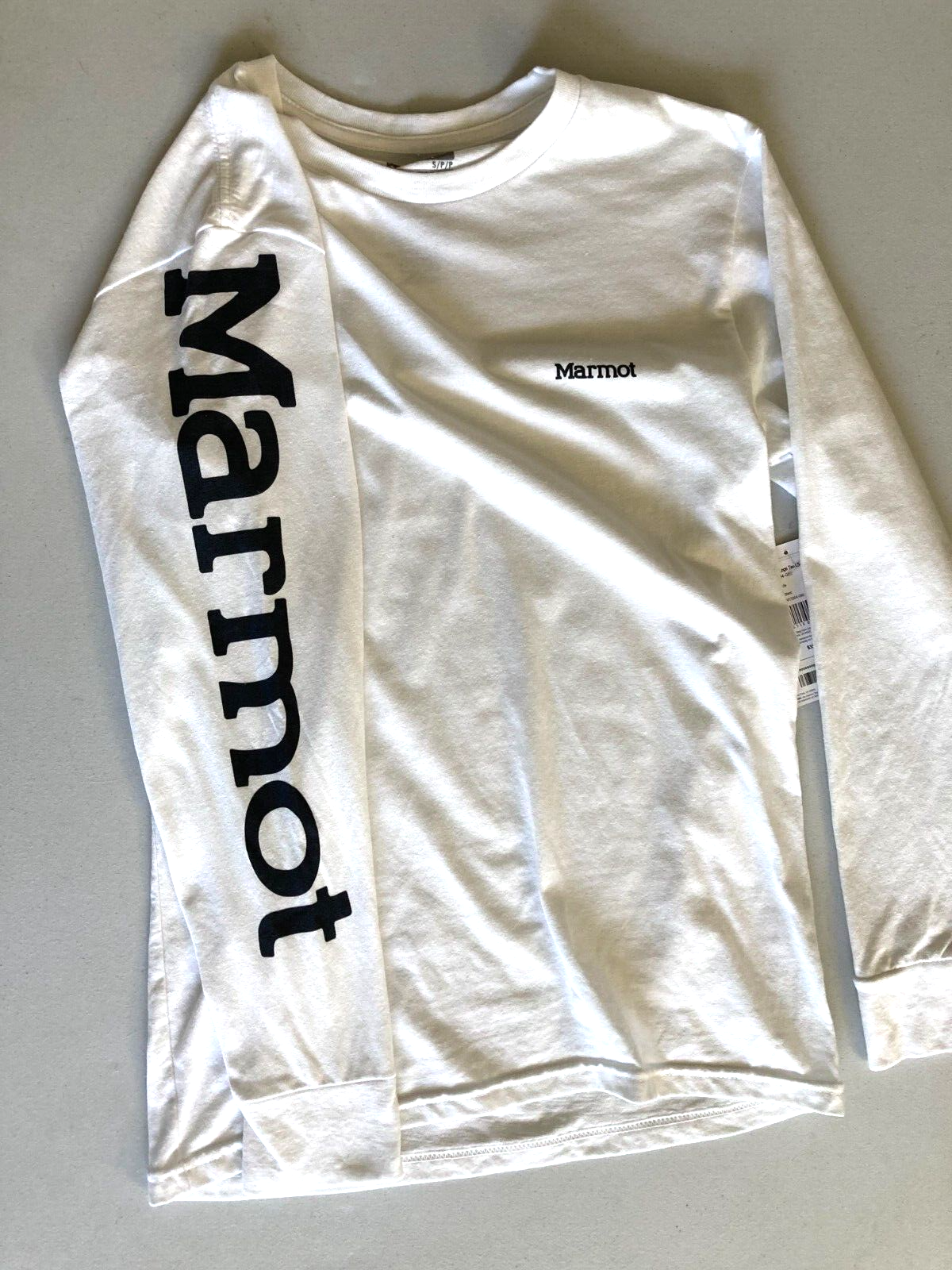 MARMOT Men's Logo Sleeve Graphic Long-Sleeve T-Shirt in White-XL