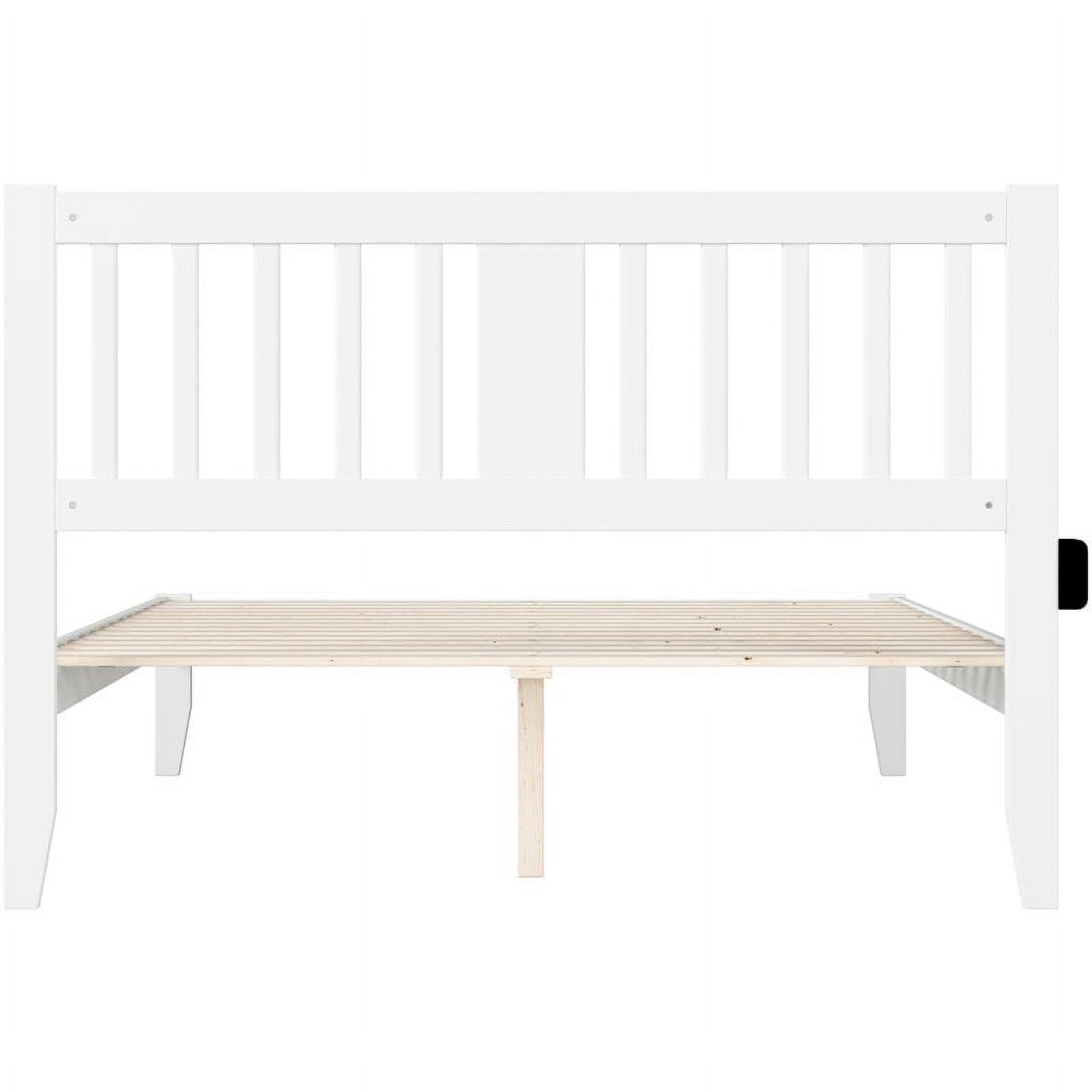 Bowery Hill Transitional Wood Queen Spindle Bed with USB Turbo Charger in White