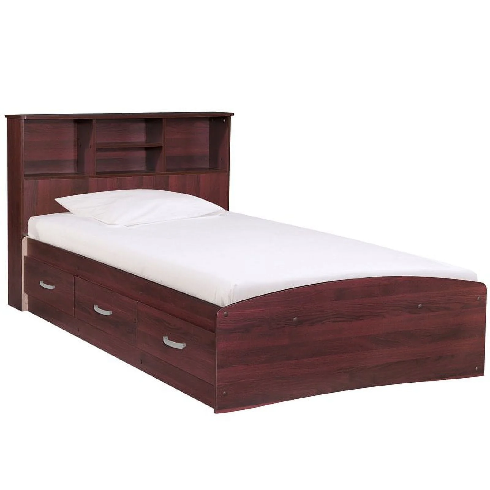 Home Square 2-Piece Set with Twin Captains Bed & 2-Drawer Nightstand in Mahogany
