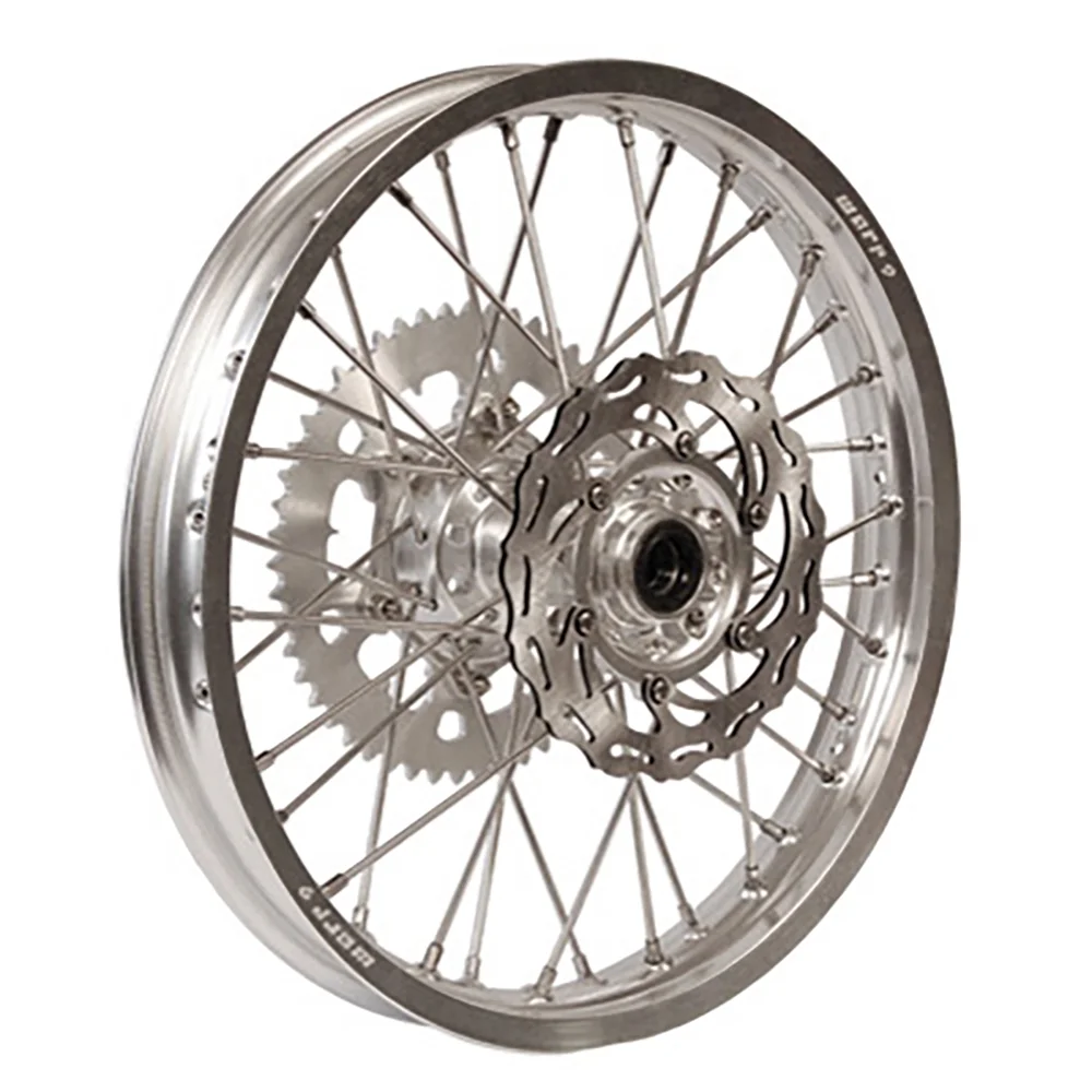 Warp 9 Complete Wheel Kit - Rear 19 X 2.15 Silver Rim/Silver Hub/Silver Spokes And Nipples Compatible With Husqvarna TE 300I Rockstar Edition 2021
