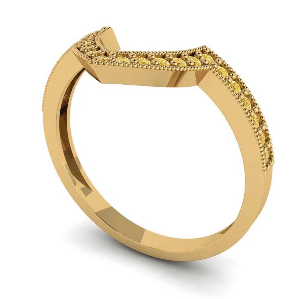 0.25 ct Brilliant Round Cut Synthetic Yellow Moissanite 14k Yellow Gold Stackable Band SZ 7.5