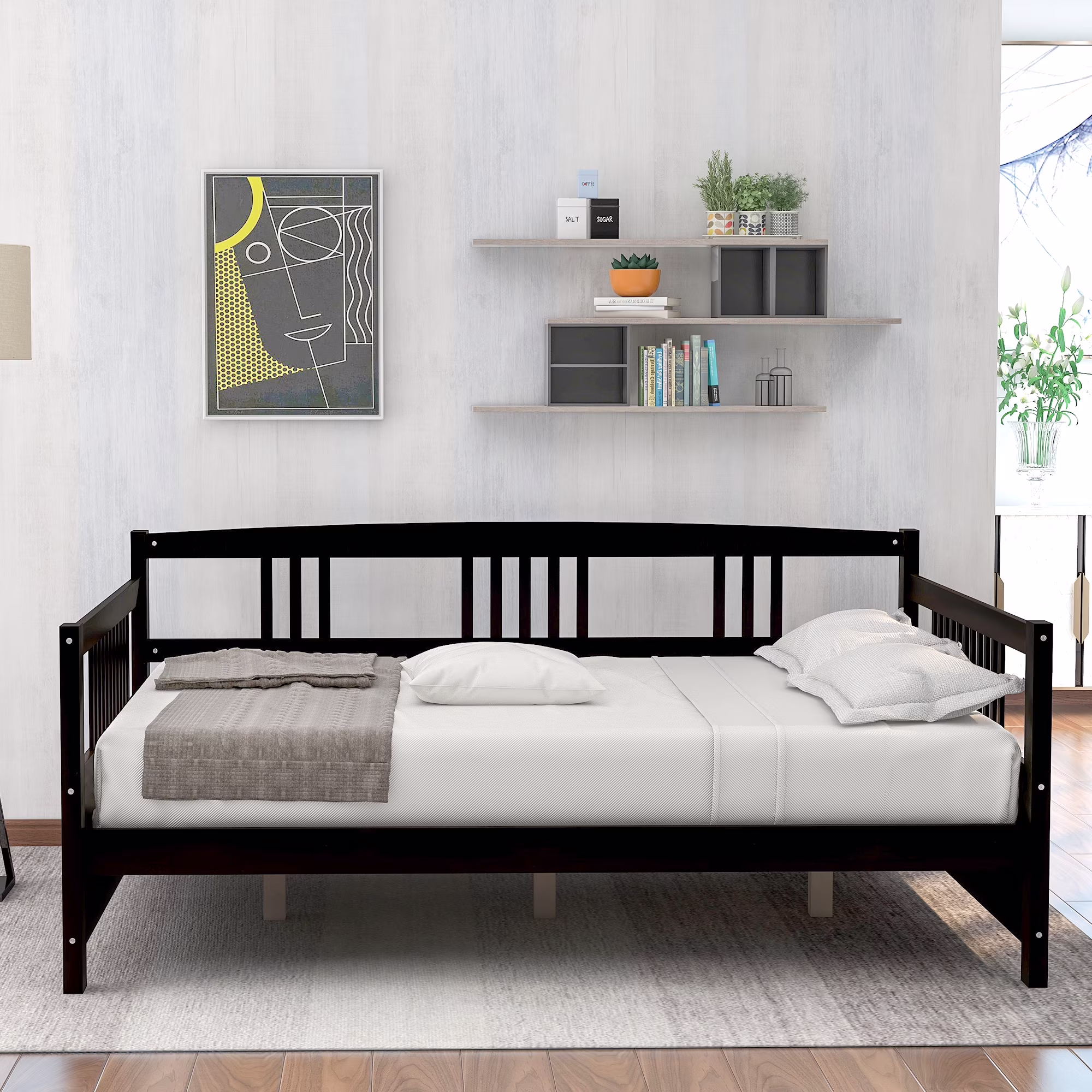 Wood Daybed Full Size Daybed with Support Legs
