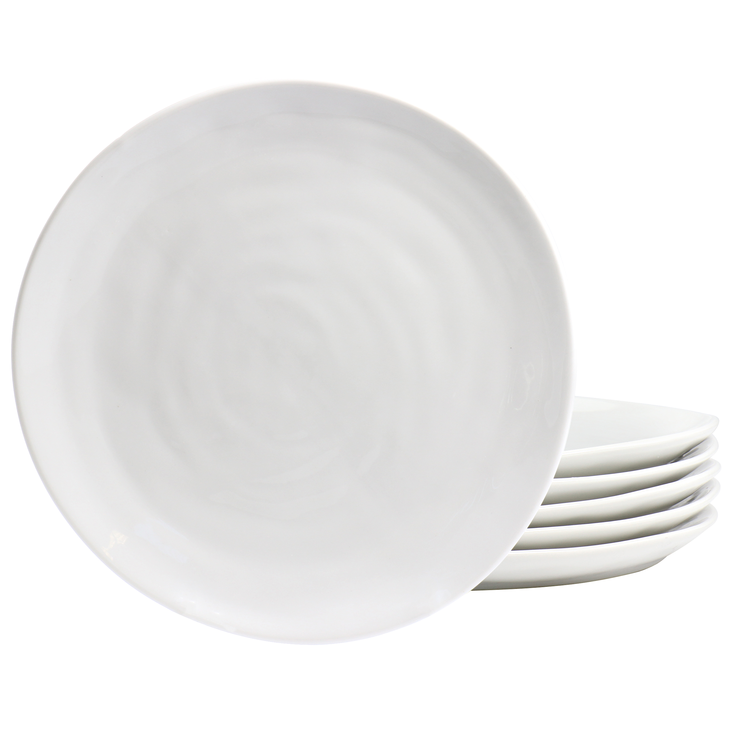 Our Table Simply White 6 Piece 8.75 Inch Organic Round Porcelain Salad Plate Set in White