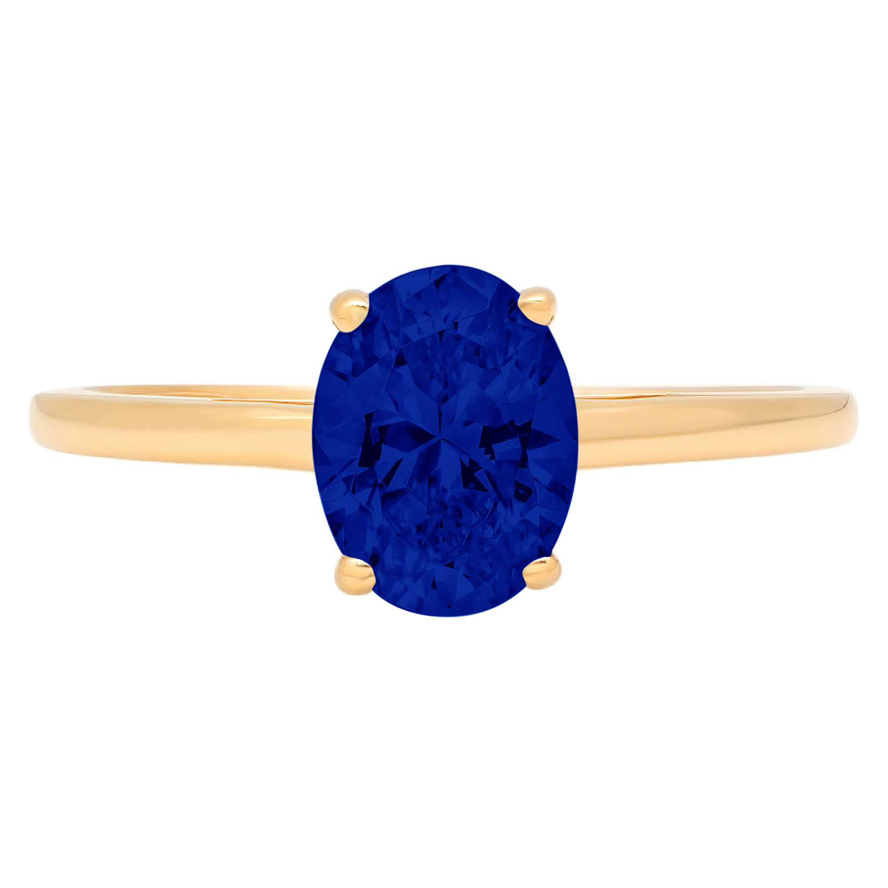 1.0ct oval cut simulated blue sapphire 14k yellow gold anniversary engagement ring size 10.5