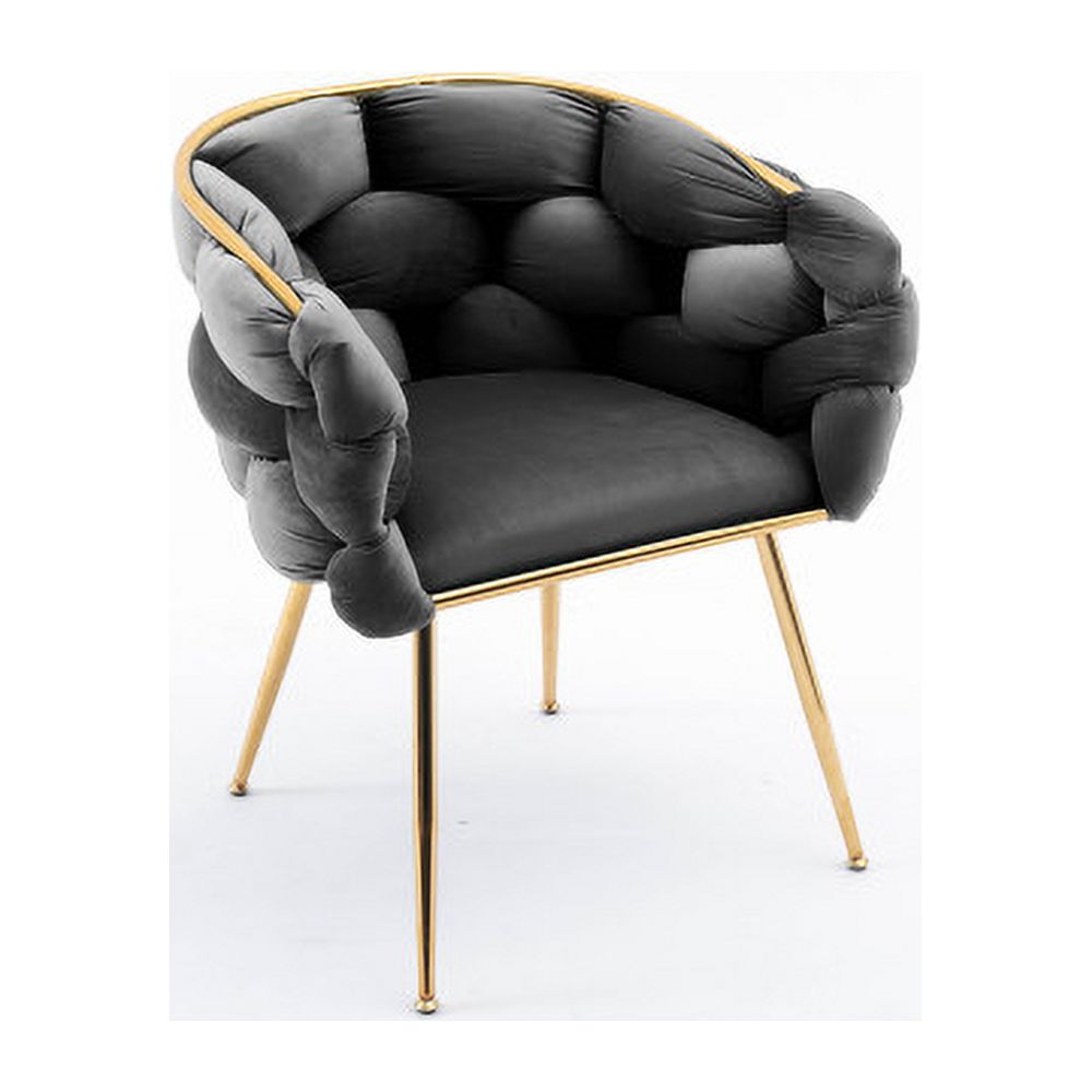 Luxury modern simple leisure velvet single sofa chair bedroom lazy person household dresser stool manicure table back chair black