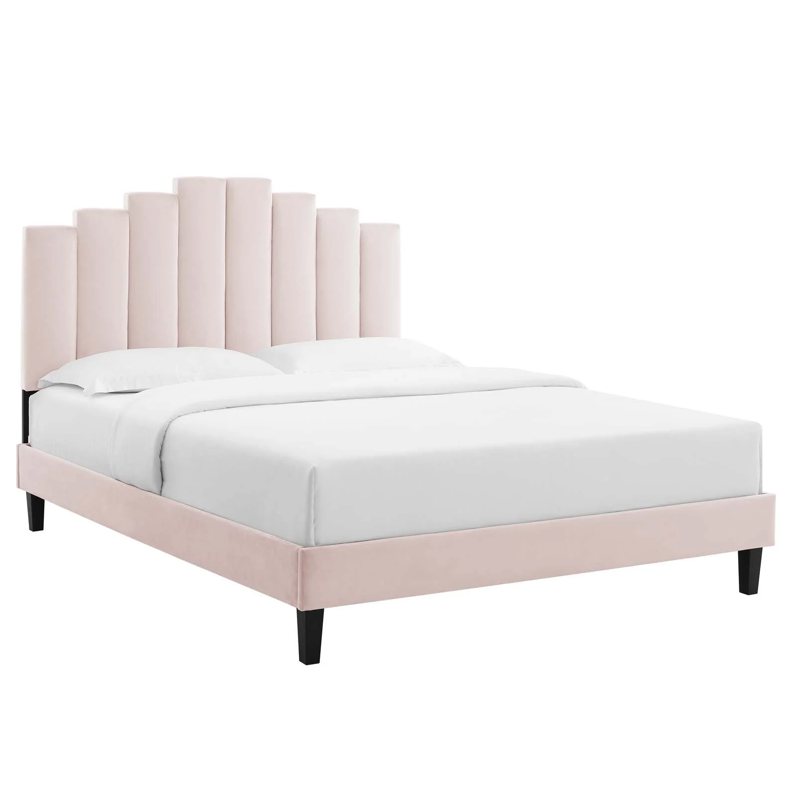 Modway Elise Queen Performance Velvet Platform Bed in Pink