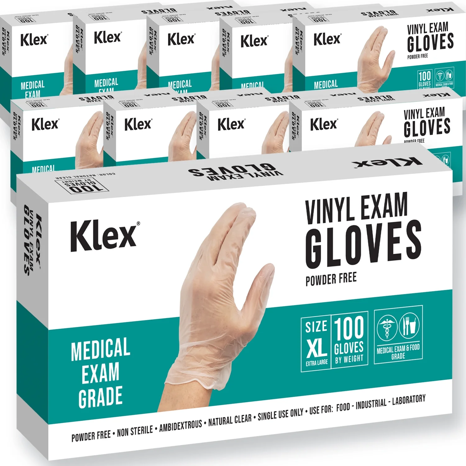 Klex Disposable Heavy Duty Vinyl Gloves Latex Free Powder Free, BPA Free Medical Grade Food Safe Disposable Glove, Extra Large XL, 1000 Count