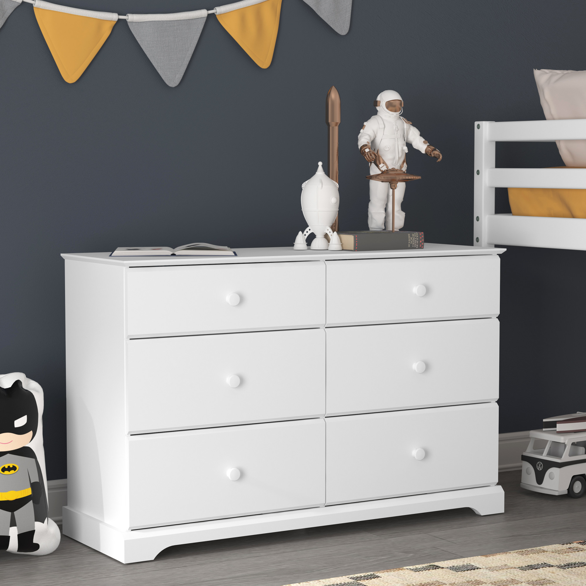 Hillsdale Campbell 6-Drawer Kids Dresser, White