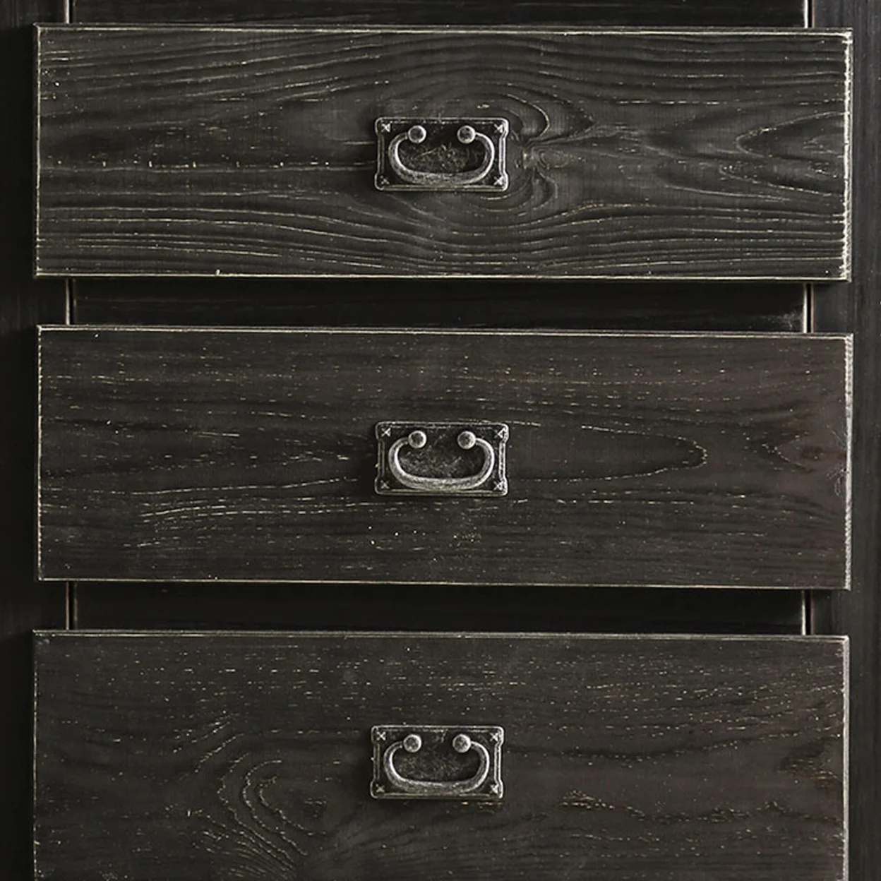Plank Design 5 Drawer Wooden Chest with Bail Pulls, Black- Saltoro Sherpi