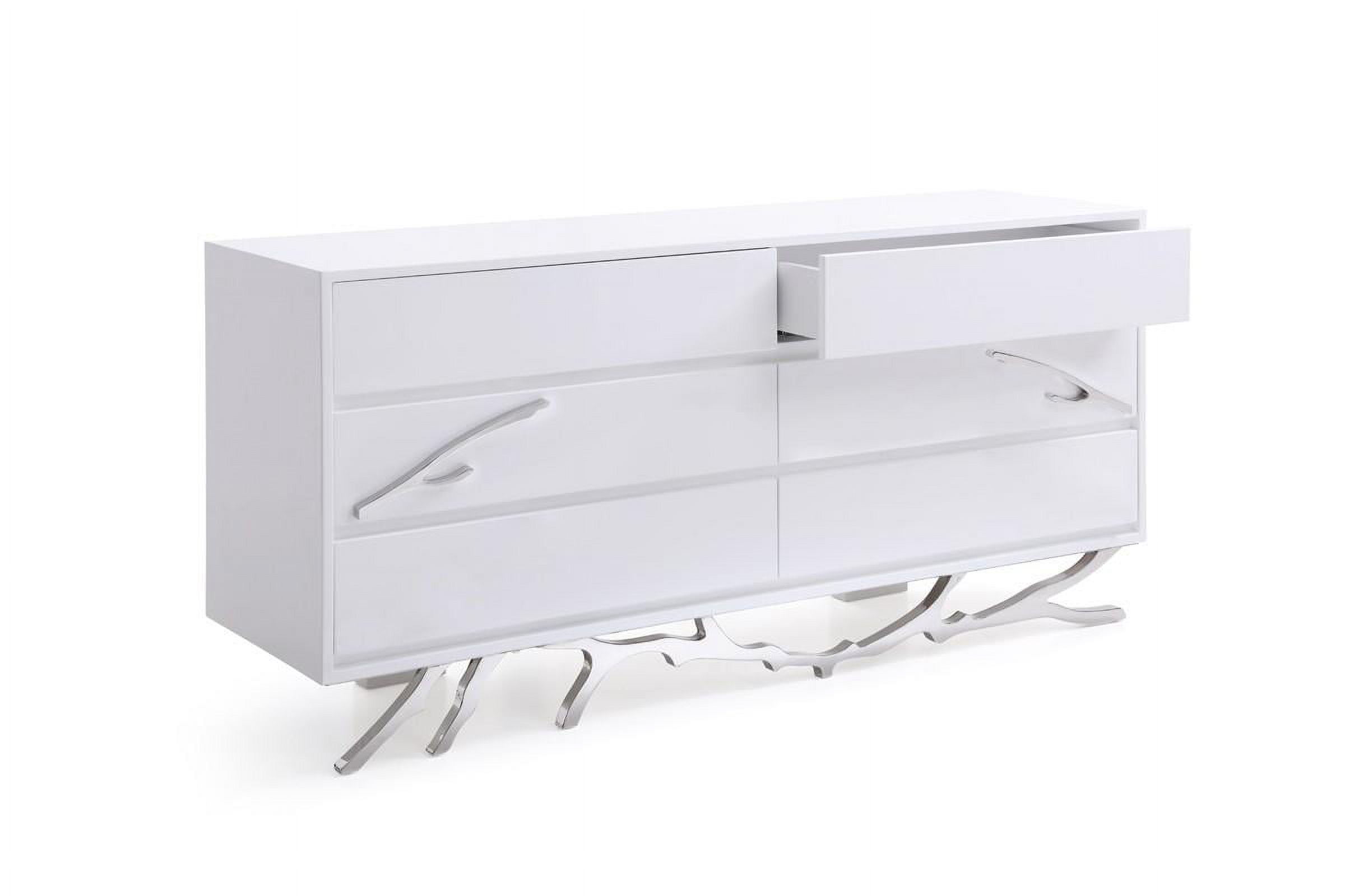 Modern White High Gloss Finish & Chrome Dresser VIG Modrest Legend
