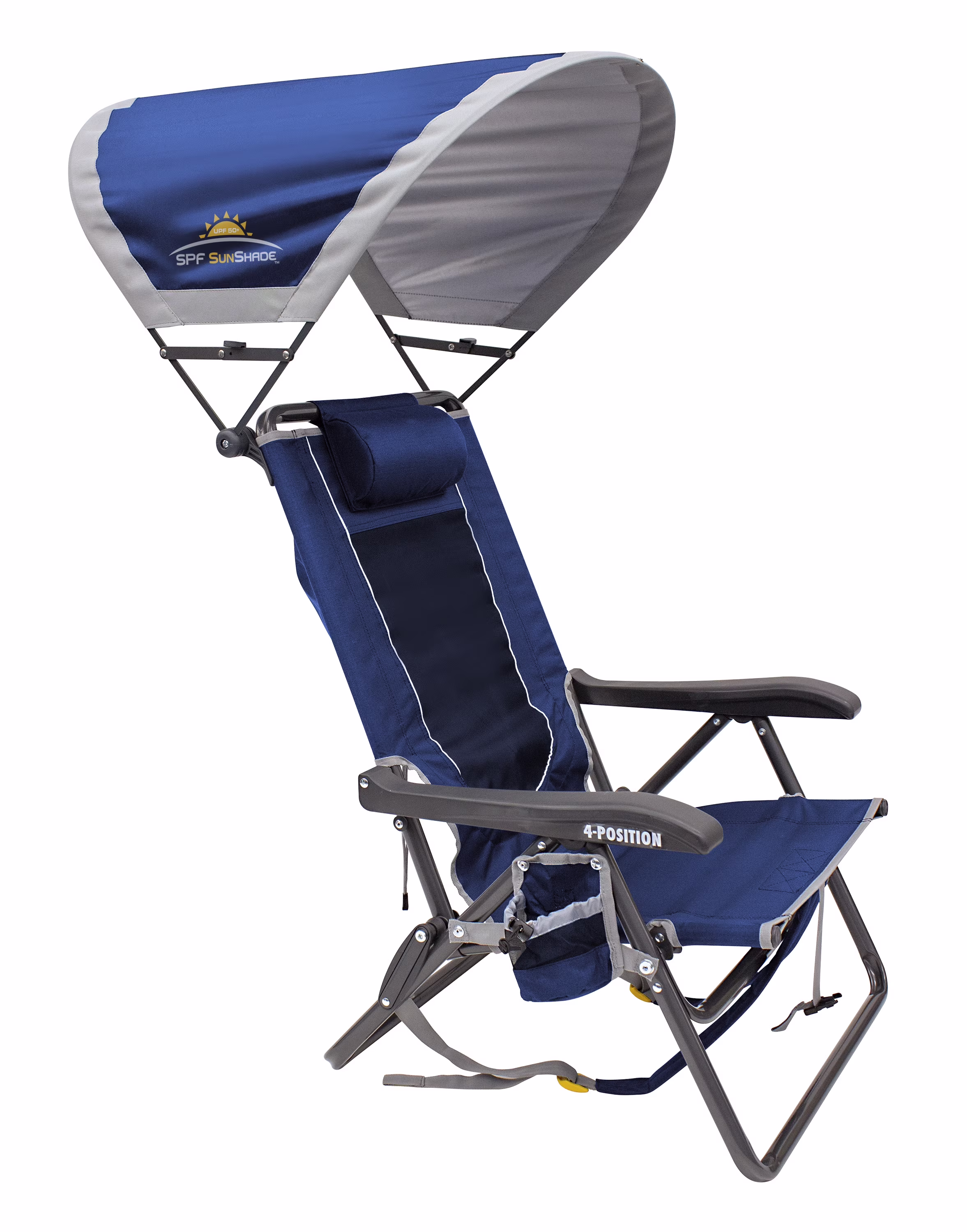 GCI Outdoor SunShade Backpack Event Reclining Canopy Camping Chair, Blue