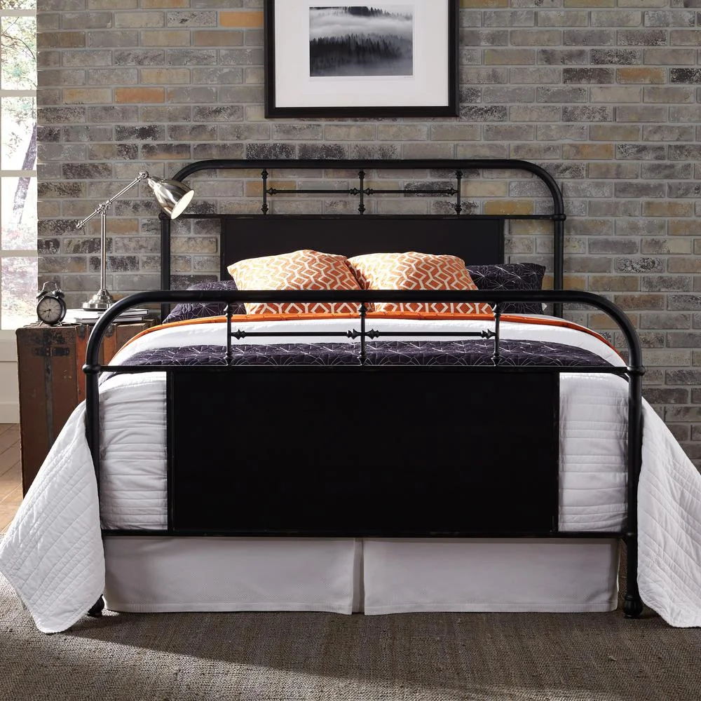 Liberty Furniture Queen Metal Bed - Black, Distressed Metal Finish