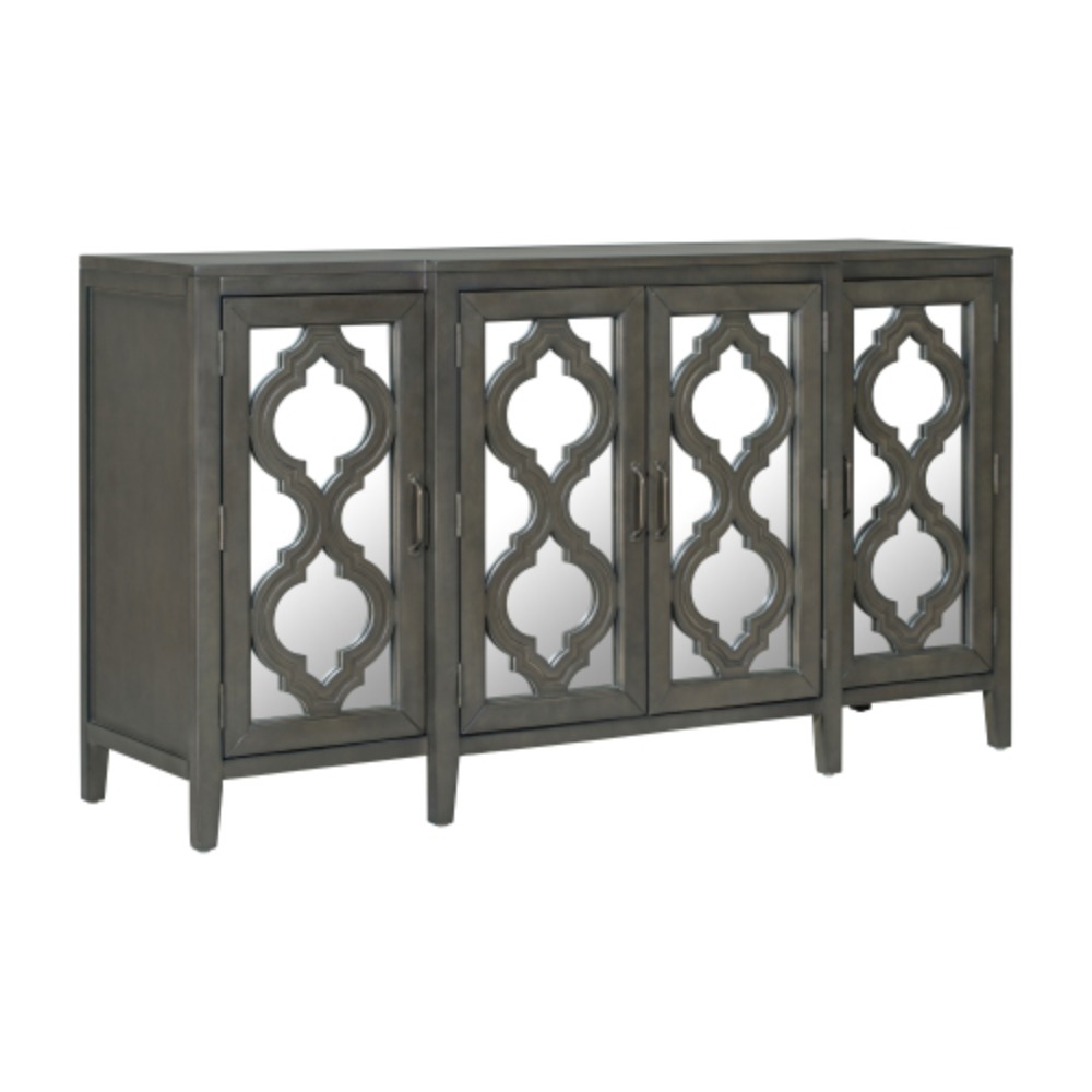 59.8‘’ Modern Mirrored Console Table Sideboard for Living Room Dining Room with 4 Cabinets and 3 Adjustable Shelves