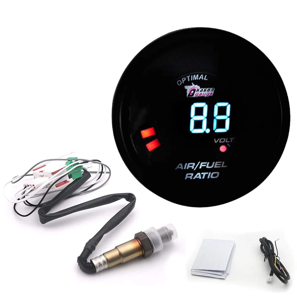 Irfora Automobile instrument,In 1 Meter Air Fuel Ratio Kit 12 V 1 Meter 52mm Meter 52mm Narrowband With O2 2 In 1 Car Volmeter With 12 V Car 52mm Afr With Dsfen Ratio 52mm Afr Narrowband O2 Kit Cover