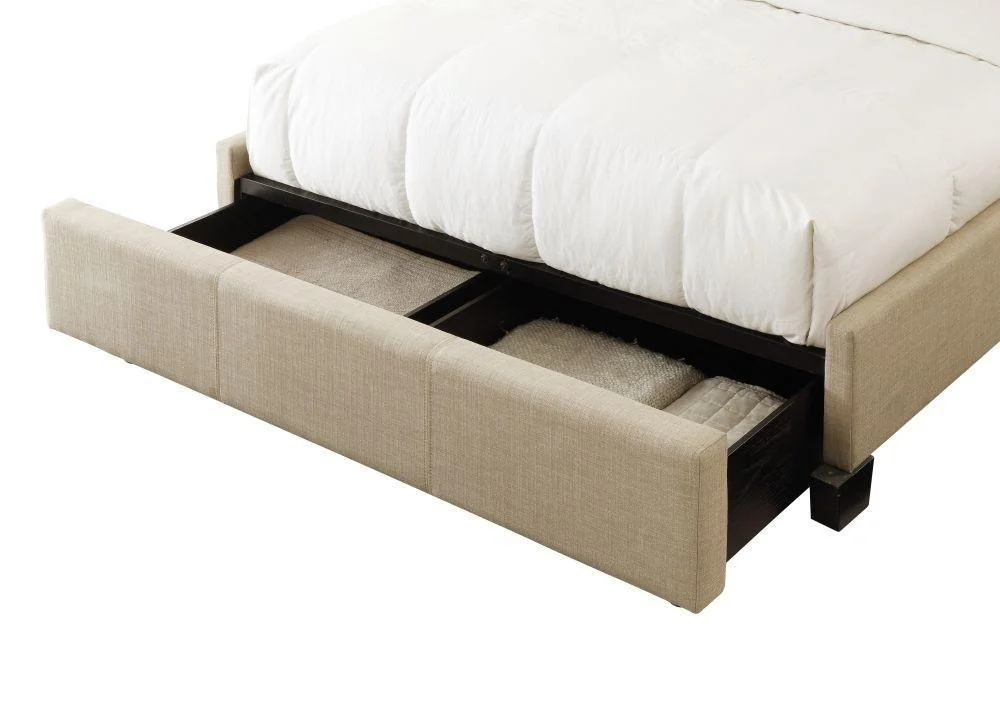 Modus Furniture Levi Tufted Platform Bed in Toast Linen
