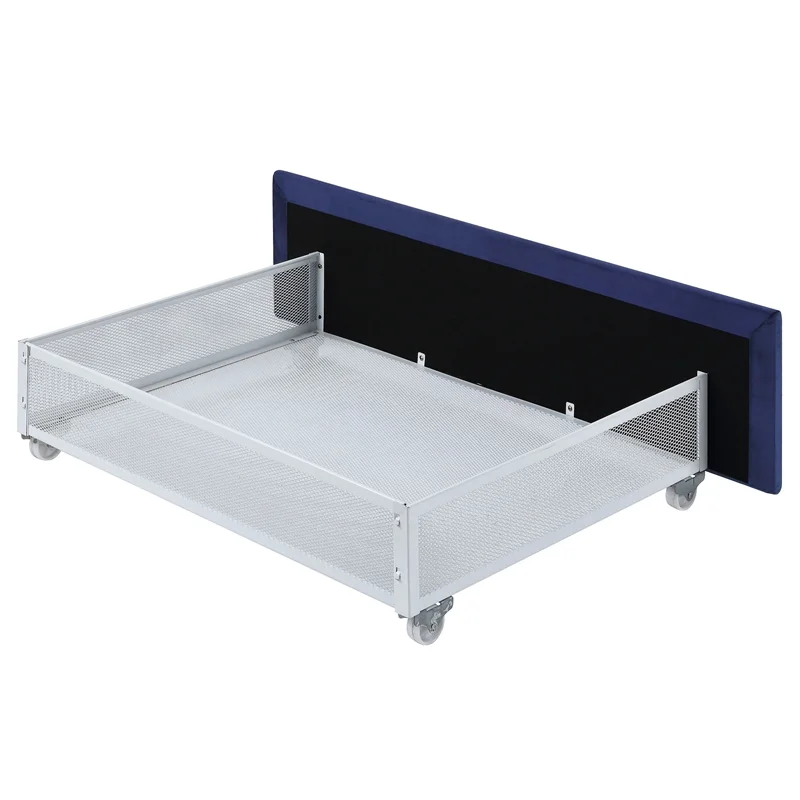 Furniture of America Harper Fabric Upholstered Queen Bed with 4-Drawer in Navy