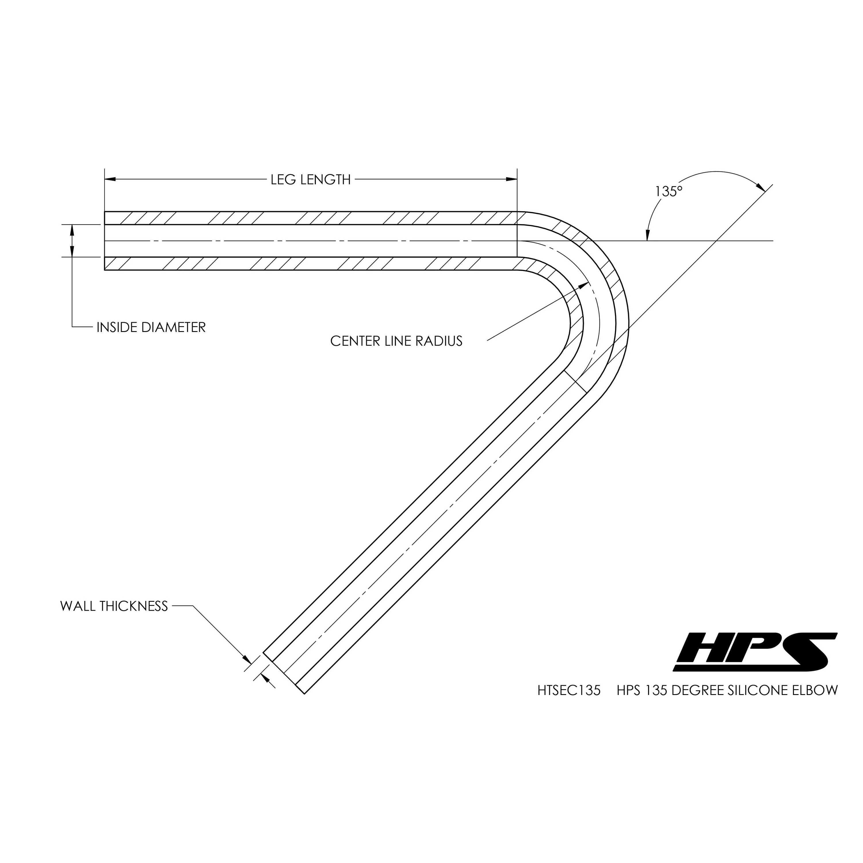 HPS Performance HPS-HTSEC135-187-BLUE 1.88 in. 135 deg Silicone Elbow, Blue - 5 in.