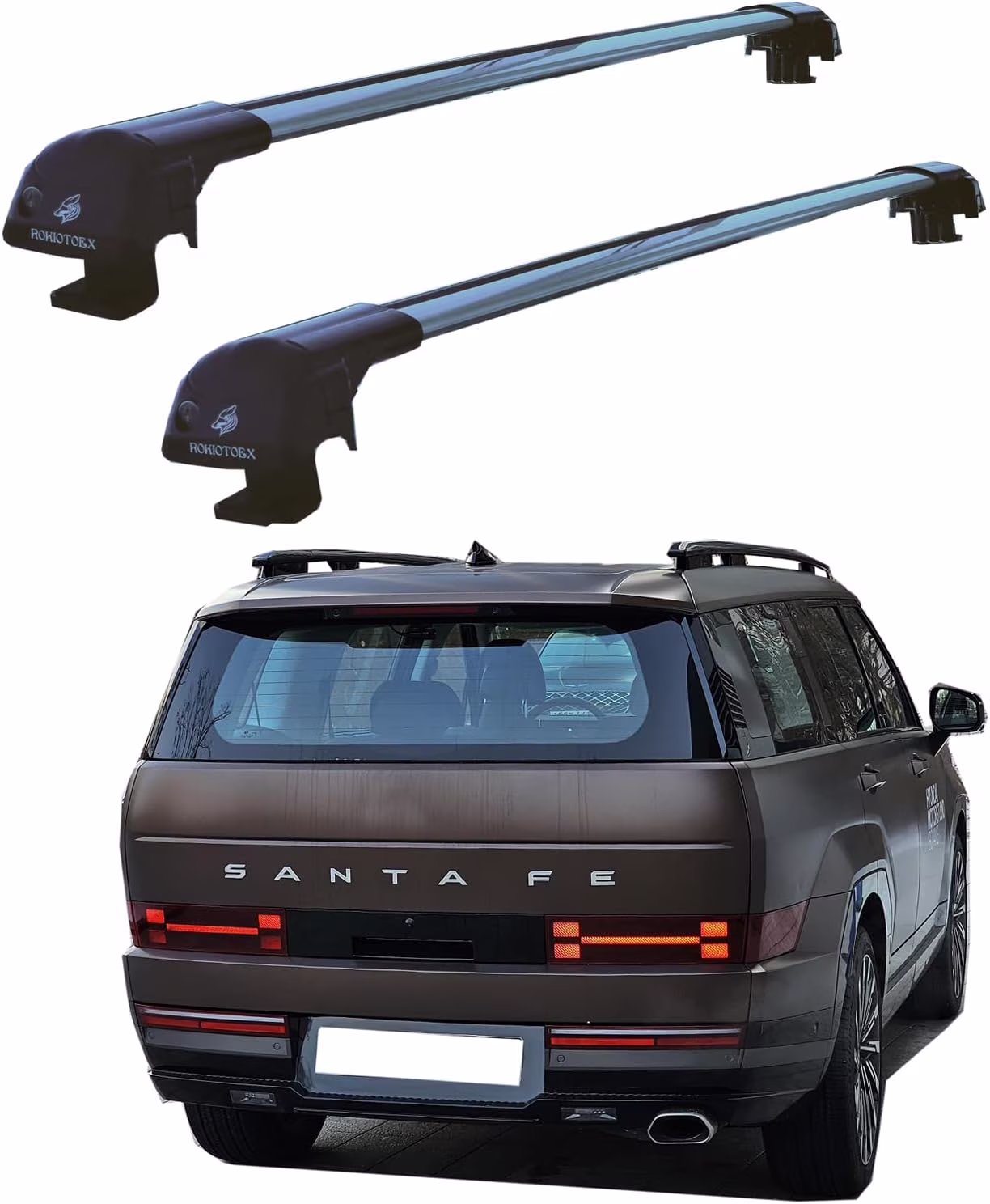 ROKIOTOEX Cobra Roof Rack Crossbars Fits 2024-2025 Hyunda-i Santa Fe Factory Raised Side Rails only, Lockable Cross Bars for Cargo Box, Bike Carrier Silver CJ4040