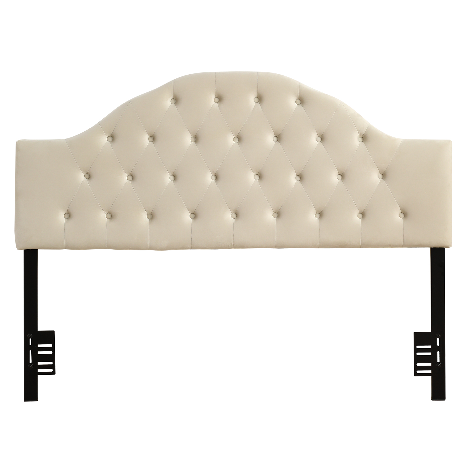 BMTBUY European Style Curved Buckle Decoration Iron Frame Soft Bag Queen Headboard White