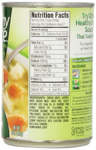 Healthy Choice Soup 5 Chicken Noodle and 5 Chicken with Rice Variety Pack, 15 oz. cans