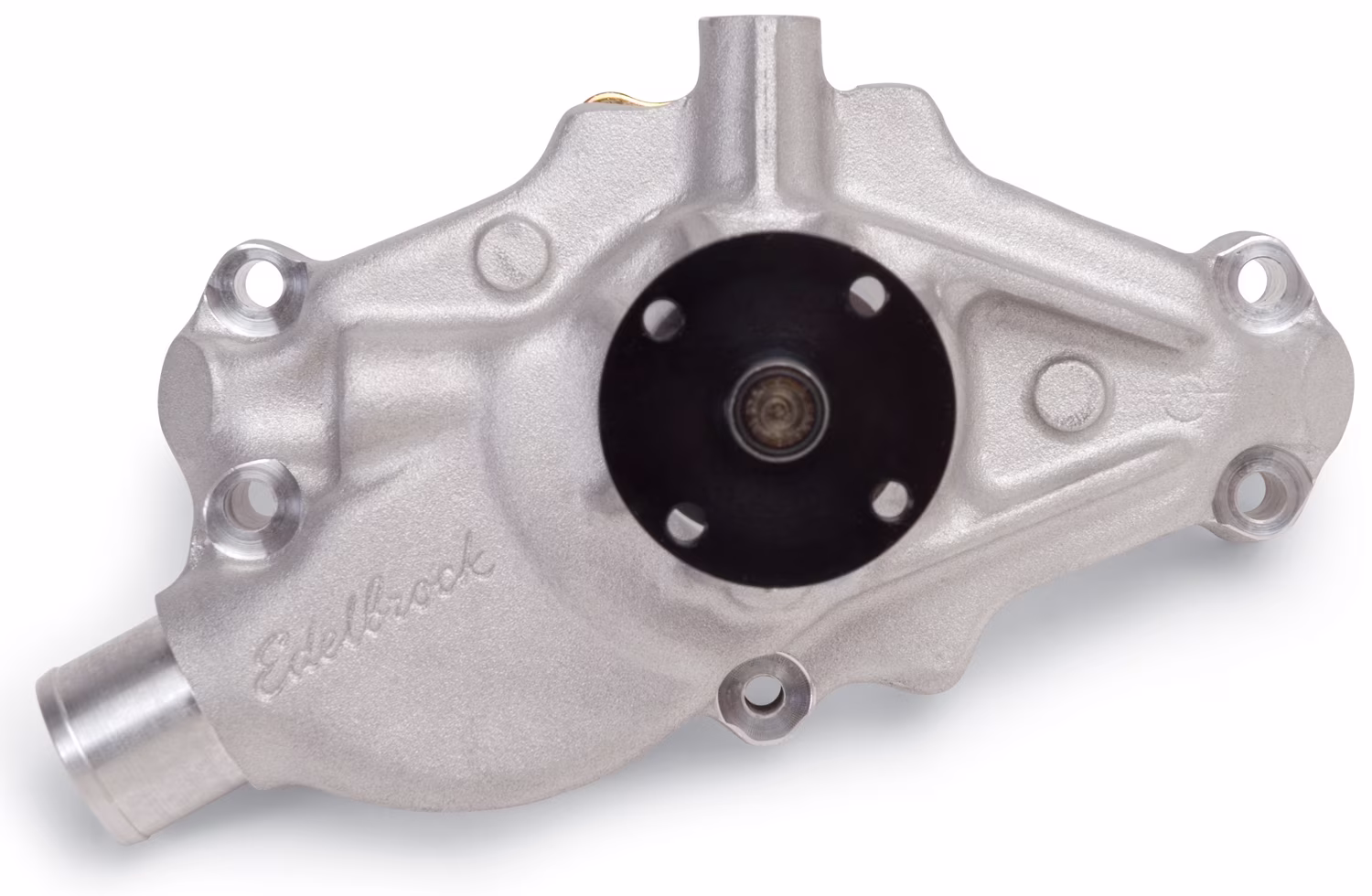 Edelbrock 8815 Victor Series Water Pump; Short-Style; Reverse Rotation; 3/4 in. Pilot Shaft; 3/4 in. Ball/Ball Bearing; 5.80 in. Block To Hub Height; 1.54 in. Inlet Size; Satin Finish;