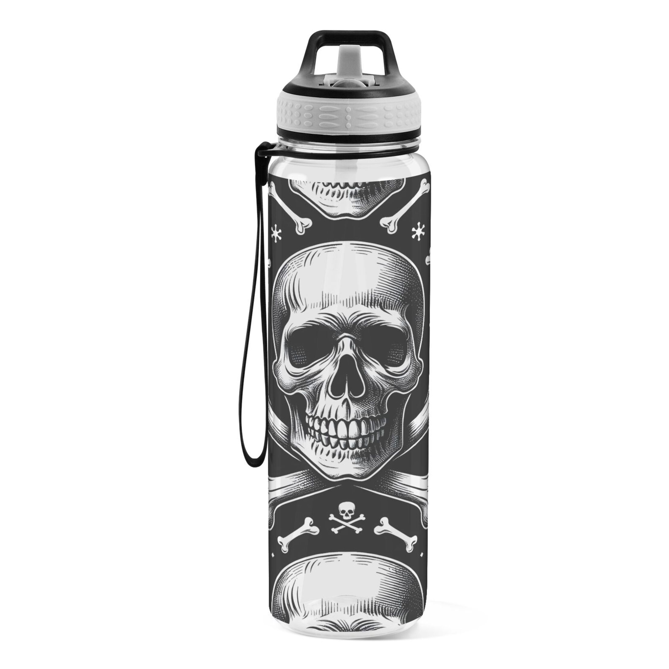 Skeletons Halloween 32oz Sports Water Bottles Leakproof Tritan Bottle with Straw BPA Free Clear Bottle for Fitness Gym Outdoor Cycling