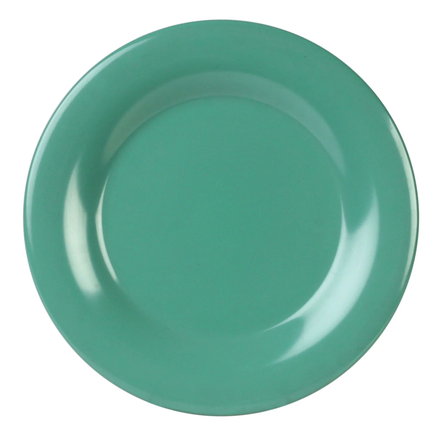 Excellante Color Green Melamine Dinnerware Collection Green Melamine Dinnerware Collection 7.5 Inch Wide Rim Round Plate, Comes in Dozen