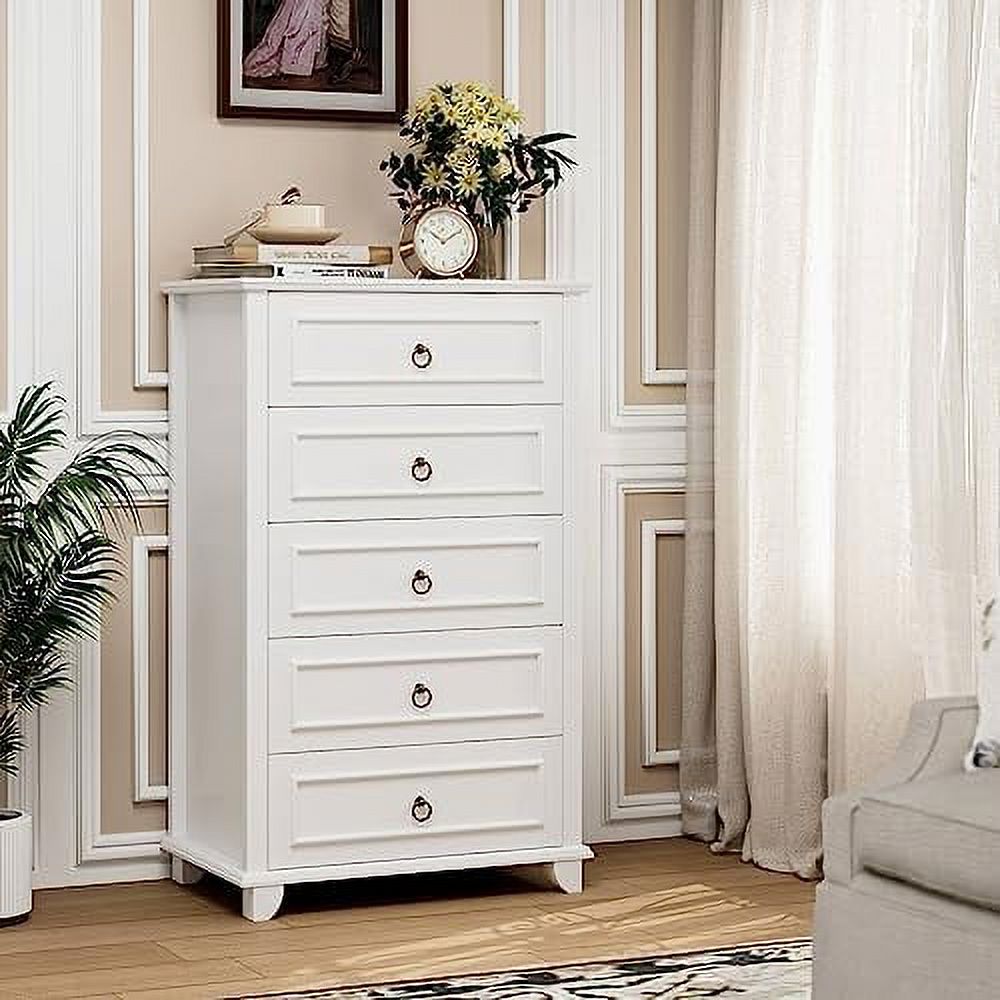 YZboomLife 5 Drawer Tall Dresser  Modern Farmhouse Chest of Drawers  Wood Dressers Organizer  Accent  Cabinet for Living Room  Hallway  Home Office  Ash Grey