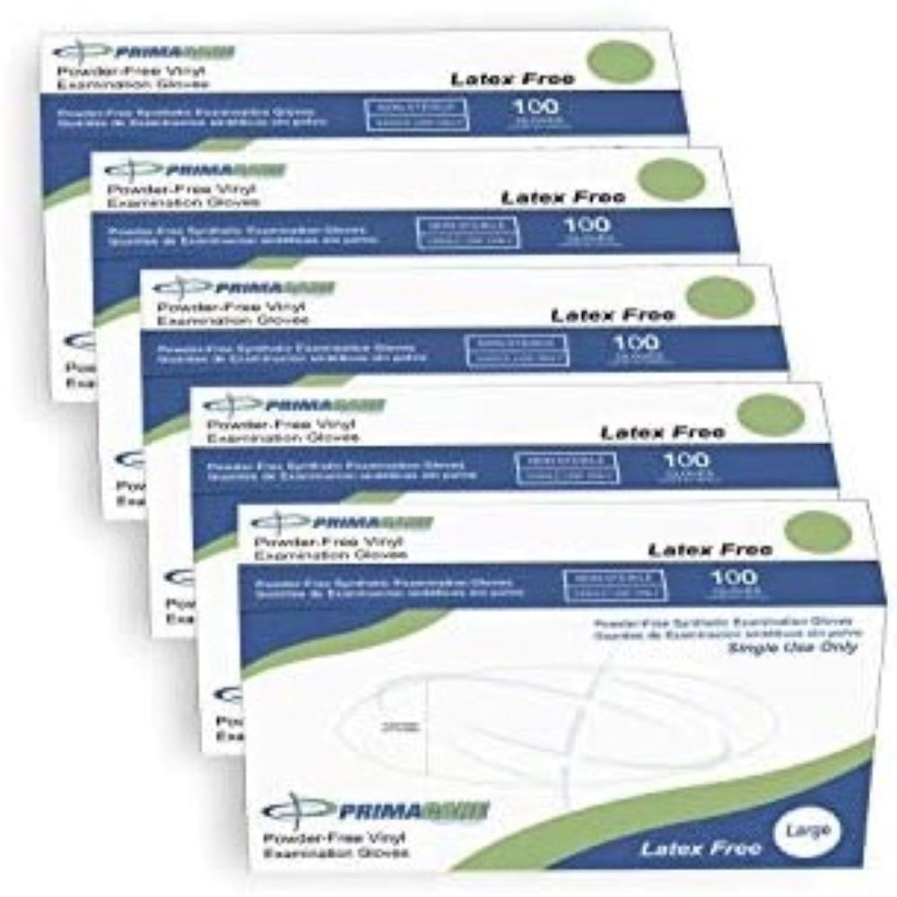 Primacare VG-2505WM Case Of 1000 Pieces Medical Vinyl Examination Gloves Disposable, Latex and Powder Free, 5 Packs Medium and 5 Packs Large Gloves