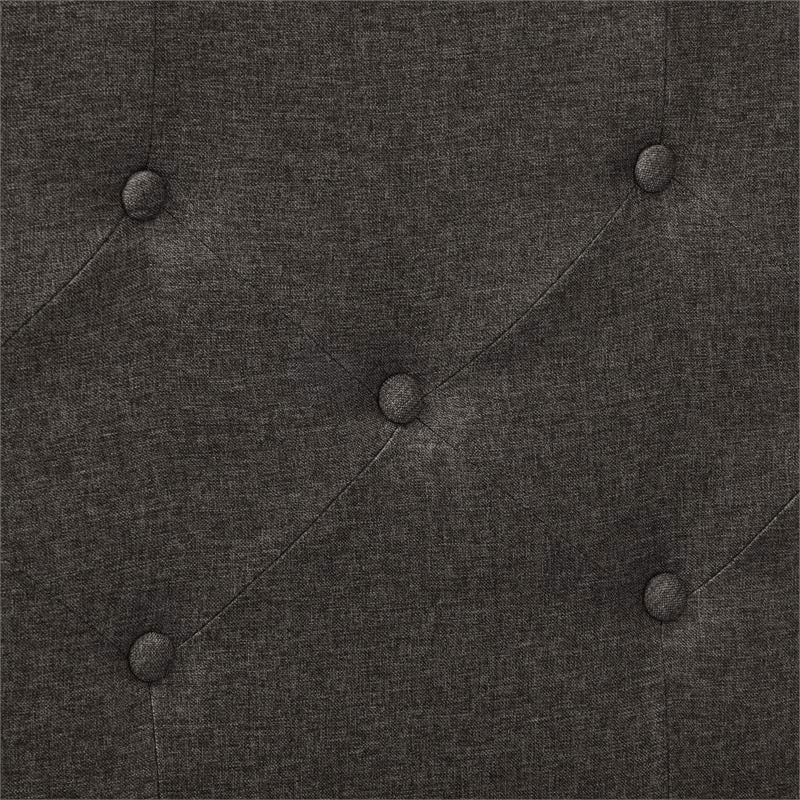 Atlin Designs Button-Tufted Headboard Fabric Full/Double Bed Frame in Dark Gray