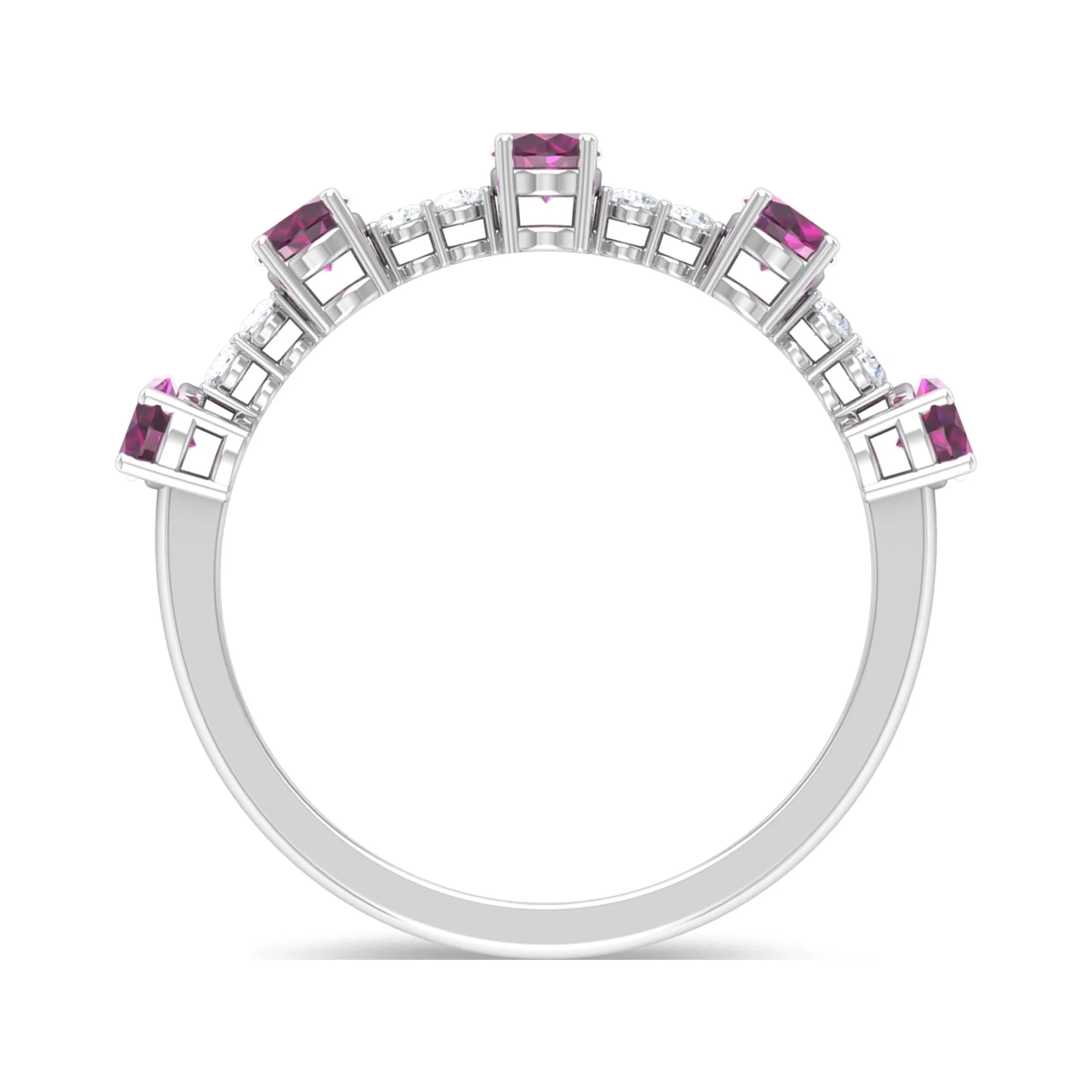 Rhodolite Minimal Stackable Ring for Women, Rhodolite Stackable Ring, 925 Sterling Silver, US 4.00