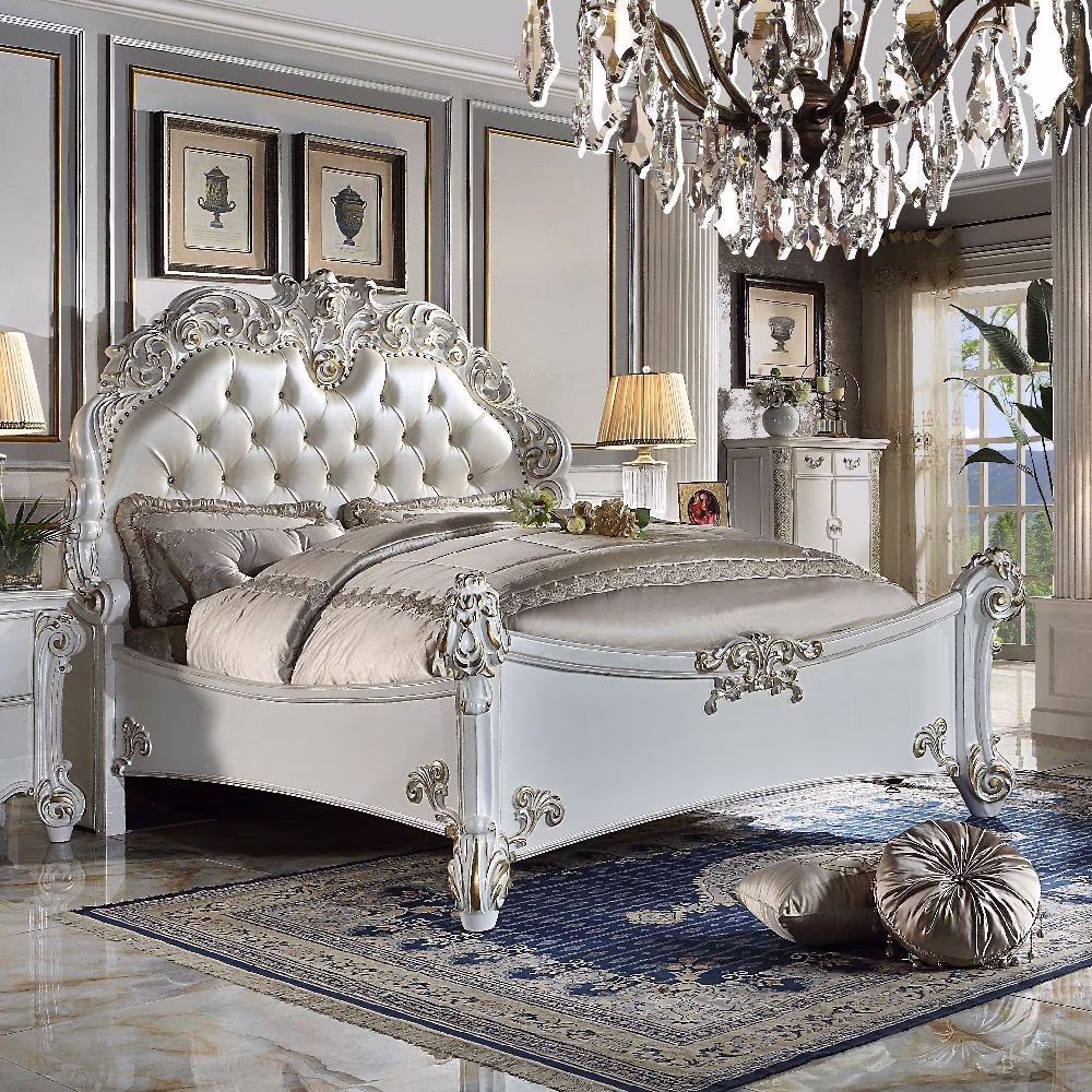 Acme Vendome CK BED Synthetic Leather & Antique Pearl Finish