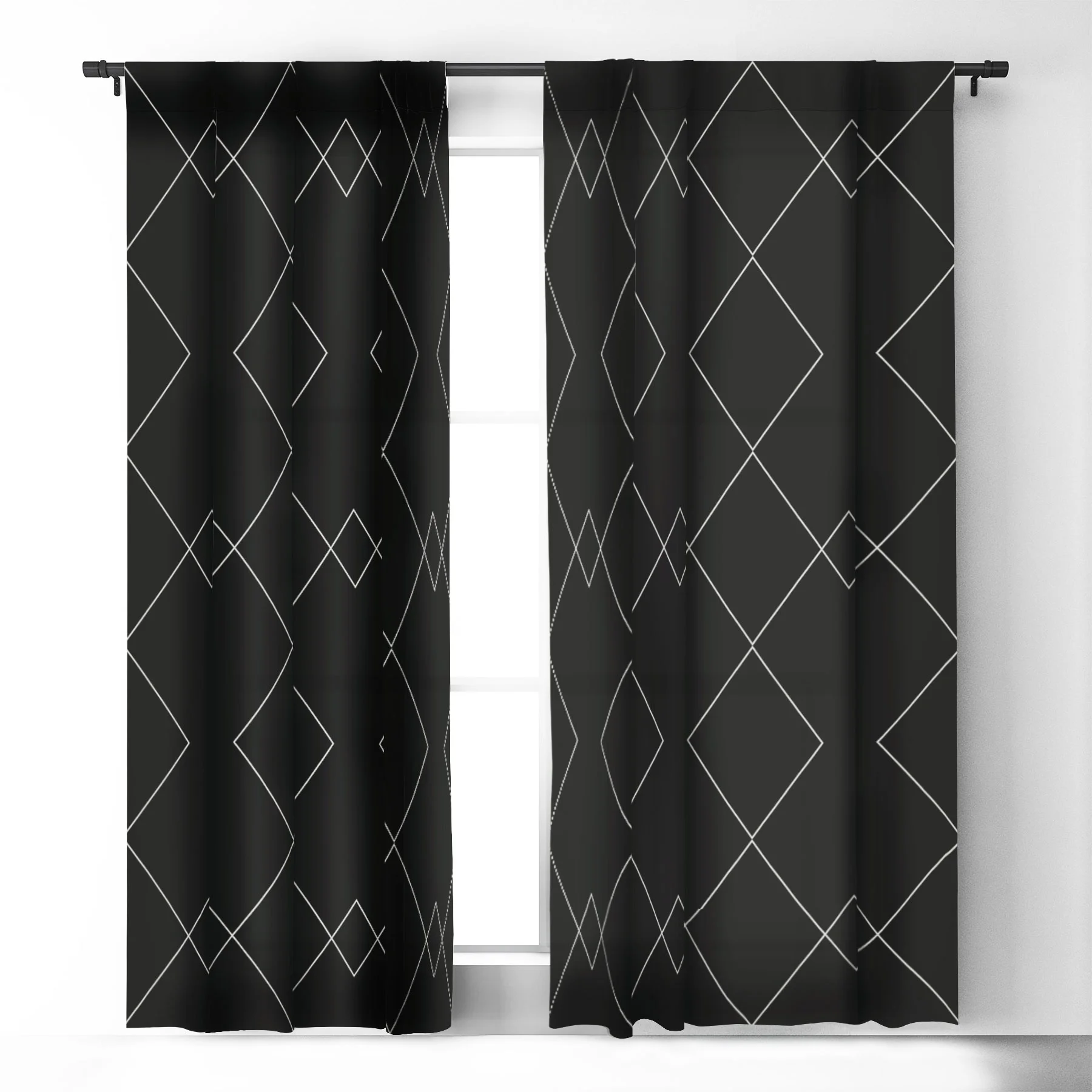 Society6 Colour Poems Moroccan Minimalist Blackout Curtain Single Panel Black Modern 50