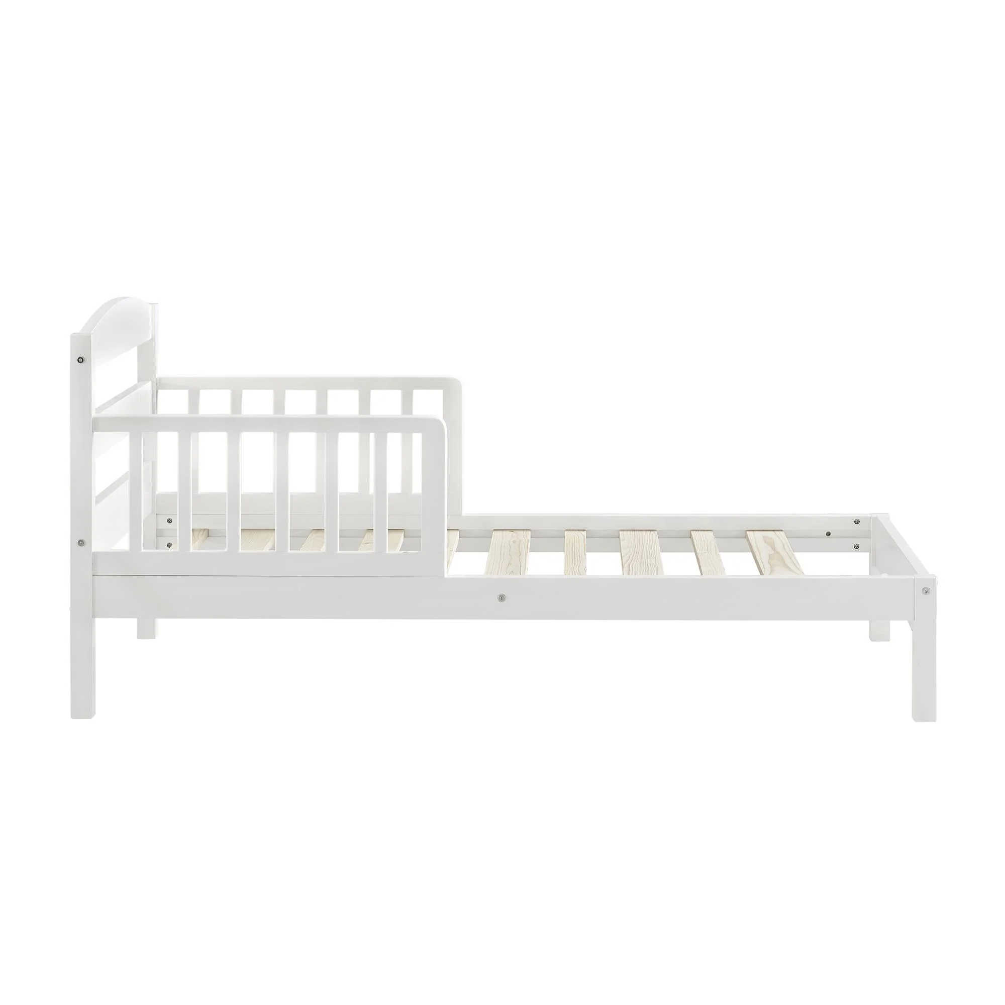 Baby Relax Jackson Kids Wood Toddler Bed with Safety Guardrails, White