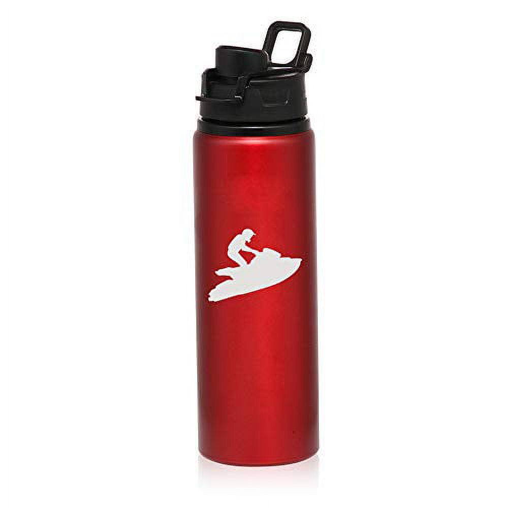MIP Brand 25 oz Aluminum Sports Water Travel Bottle Jet Ski (Red)