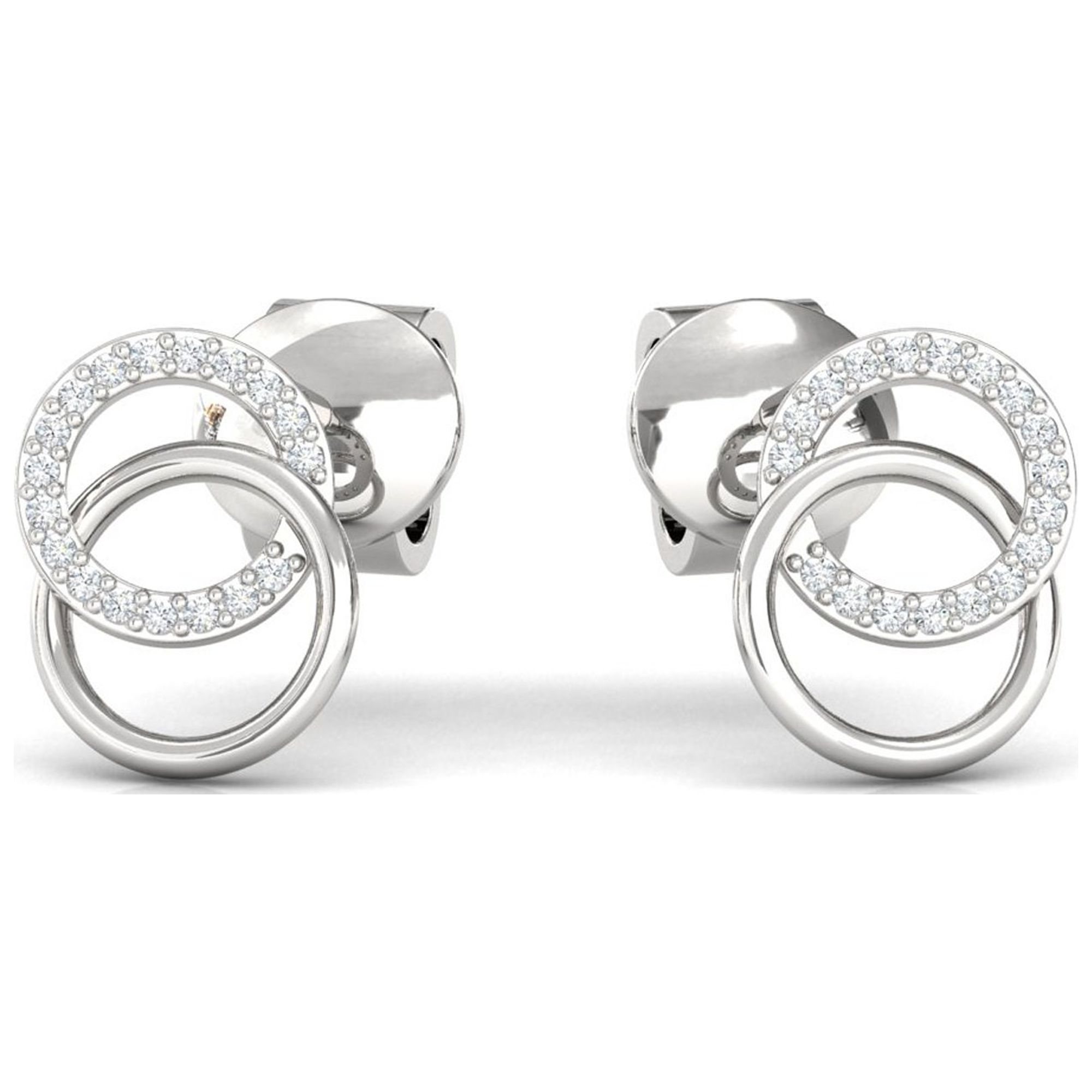 Dainty Yellow Gold Round Earring, Diamond Earrings, 18k Rose Solid Gold Earrings, Baby Girl Gift