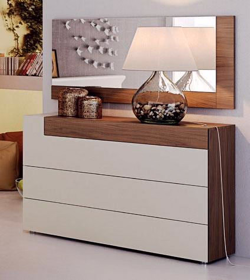 White & Walnut Laquer Single Dresser ELENA ESF Contemporary MADE IN SPAIN