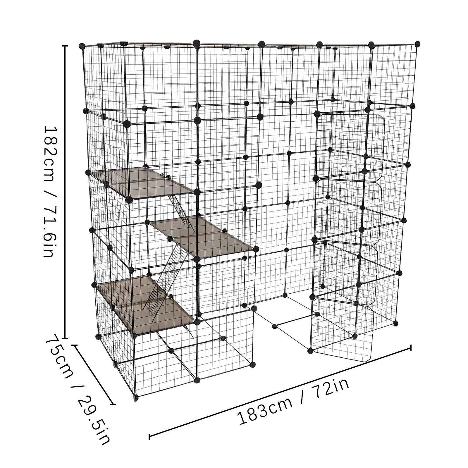 MIDUO Cat Cage 5 Tier Indoor Cat Enclosures DIY Play Enclosures For 1-4 Cats