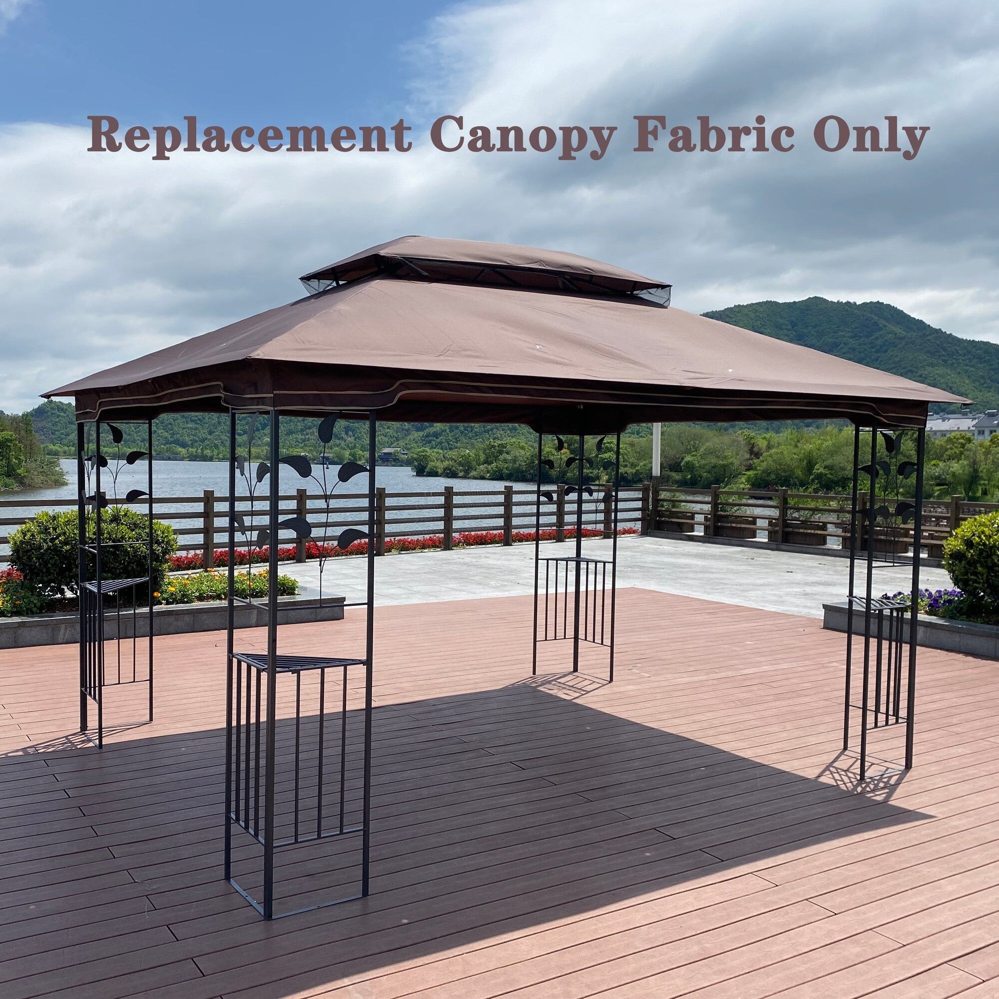 13' X 10 ' Patio Gazebo Double Tiered Replacement Polyester Canopy Top