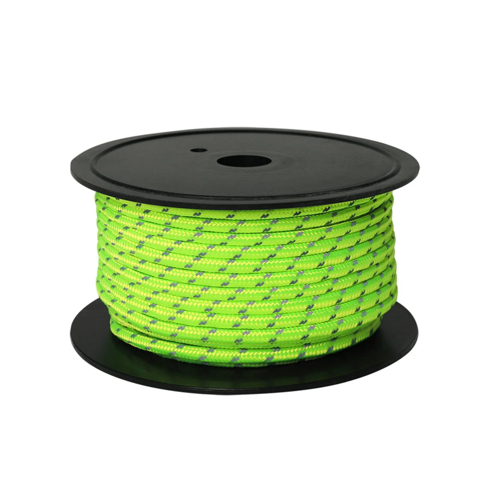 30M 6mm Reflective Tent Rope Guylines, Towing Lines for Hiking Solid Braid High Tensile Strength Cord Tent Accessory Weather Resistant Fluorescent Green