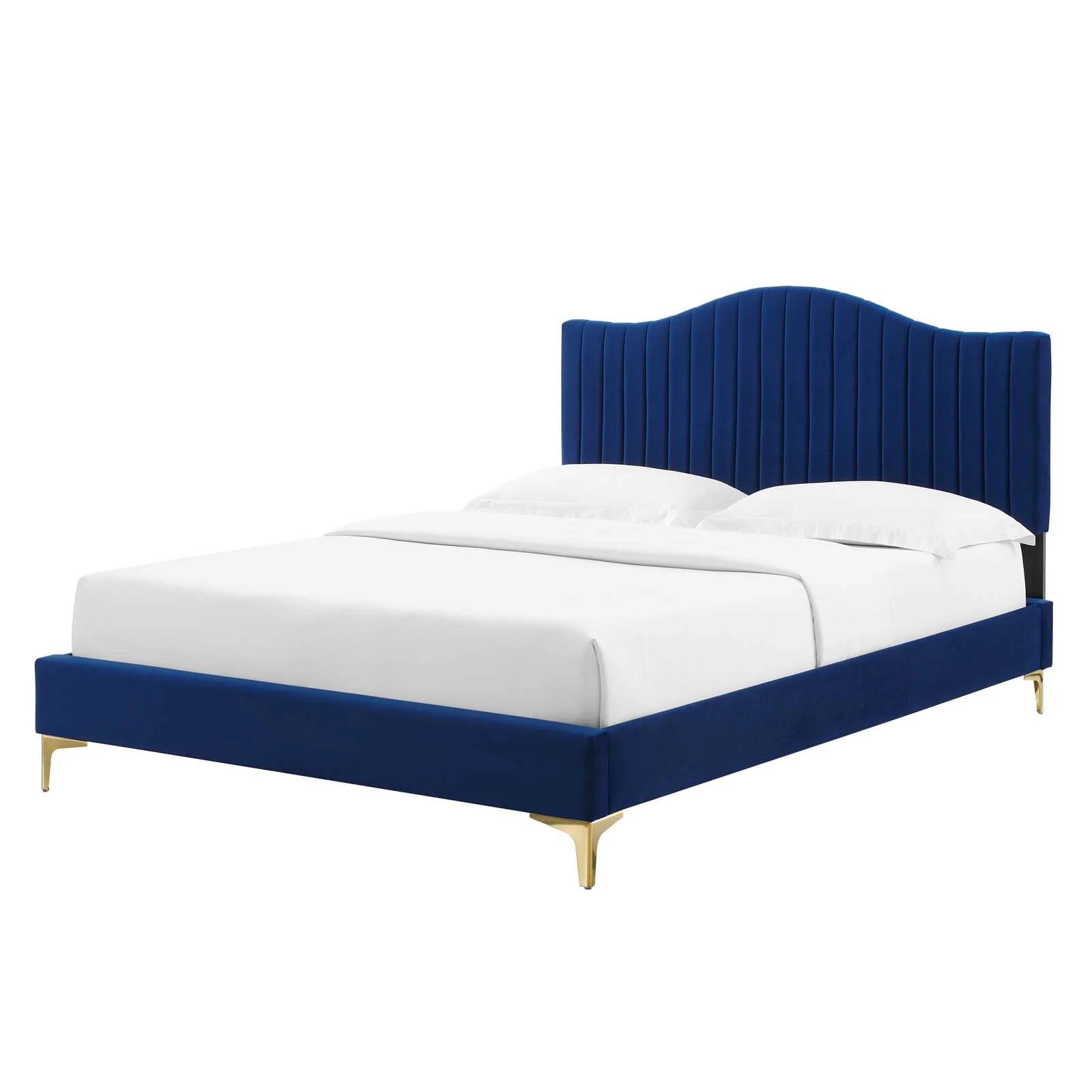 Tufted Platform Bed Frame, Twin Size, Velvet, Blue Navy, Modern Contemporary Urban Design, Bedroom Master Guest Suite
