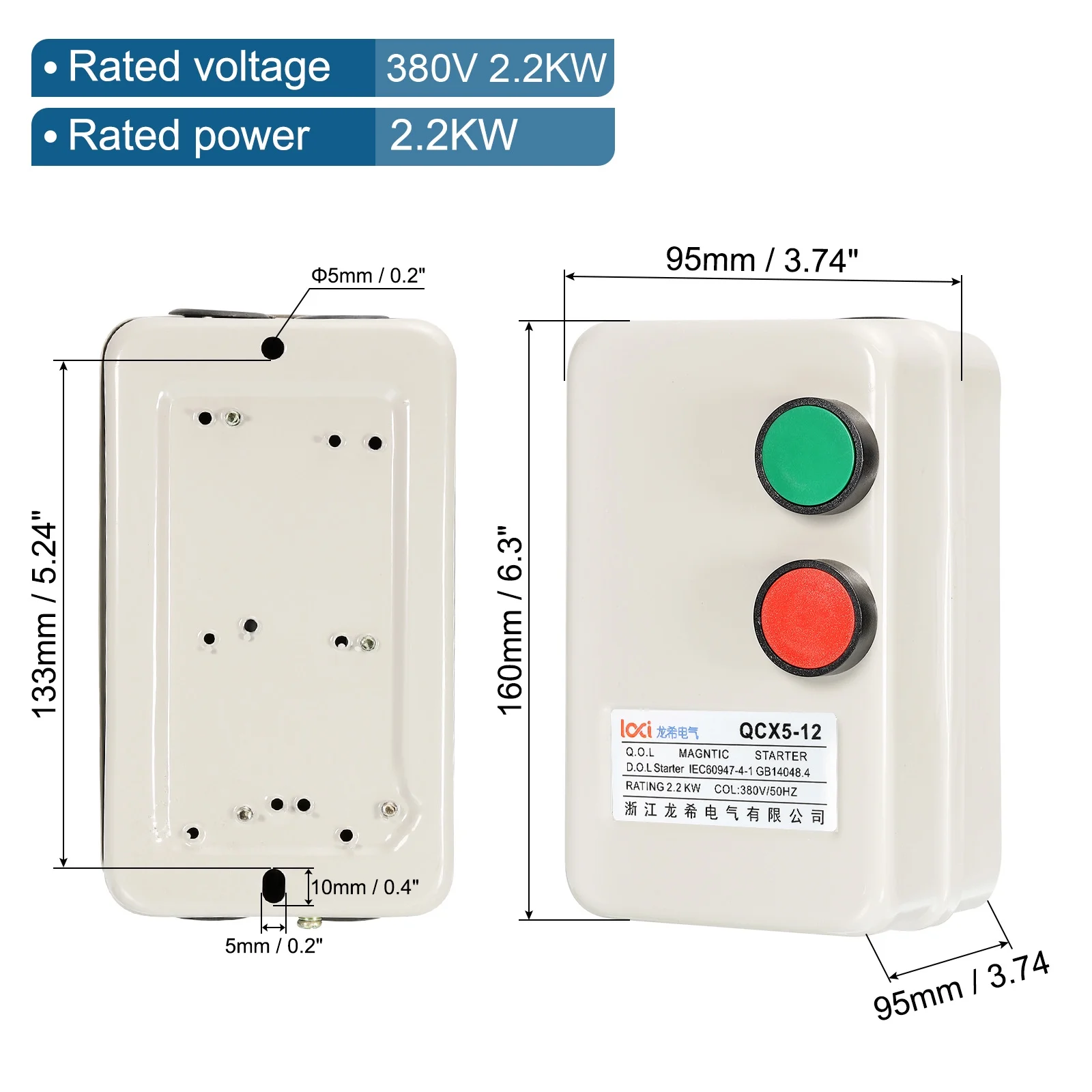 uxcell Magnetic Start, 380V 2.2KW 3HP, Magnetic Switch Motor Start for Air Compressor