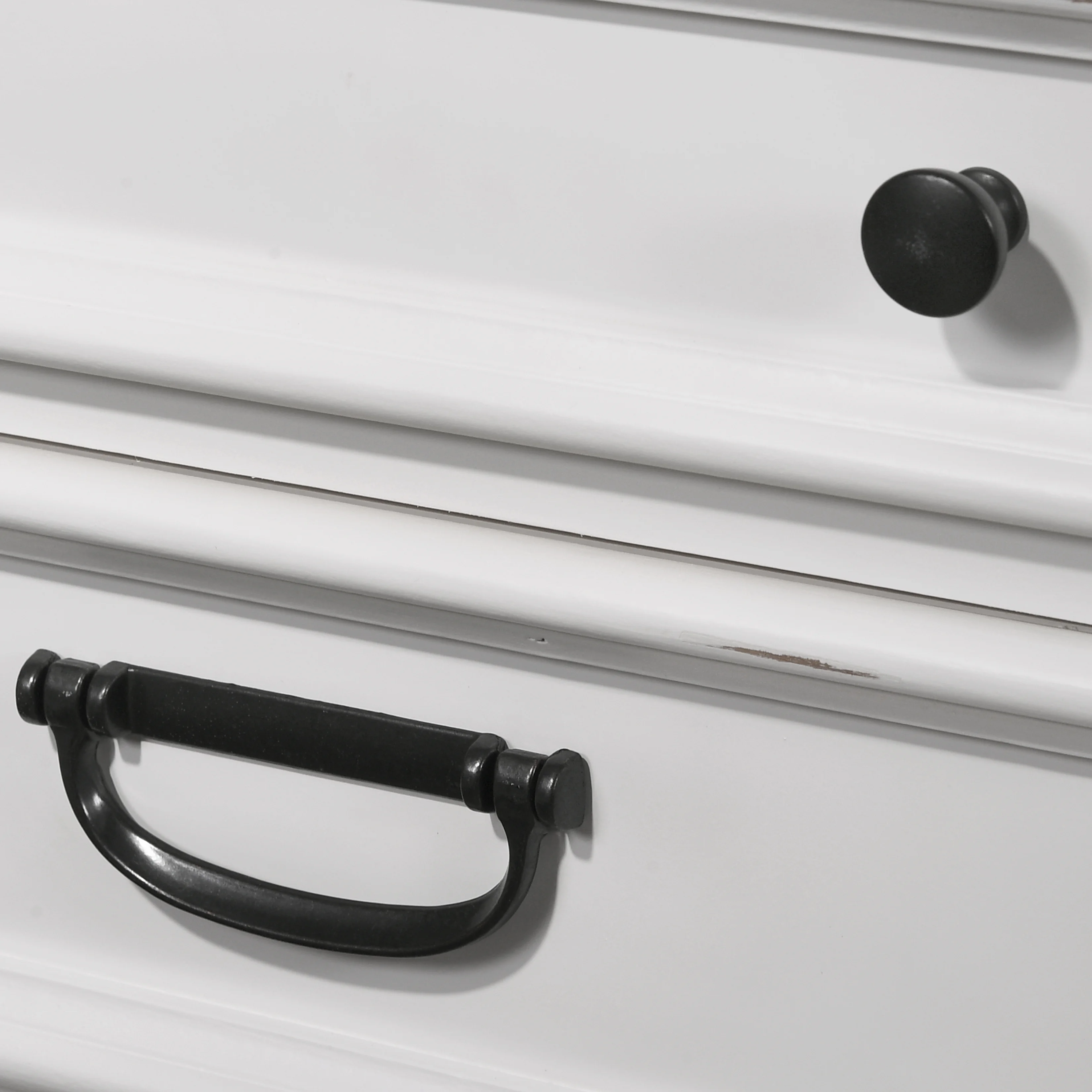 Clelane Wood 7-Drawer Dresser, Weathered White and Gray