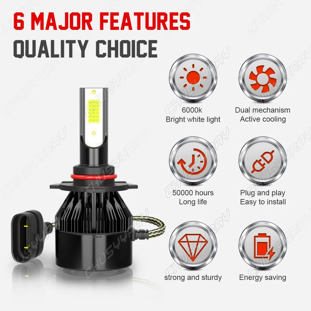 Super Bright White LED Headlight High-Low Fog Light Bulbs for 2007-2013 Chevrolet Avalanche