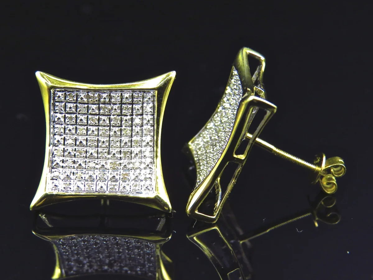 Square Kite Diamond Stud Earrings Plated In Yellow Gold (13.5MM .33ct)