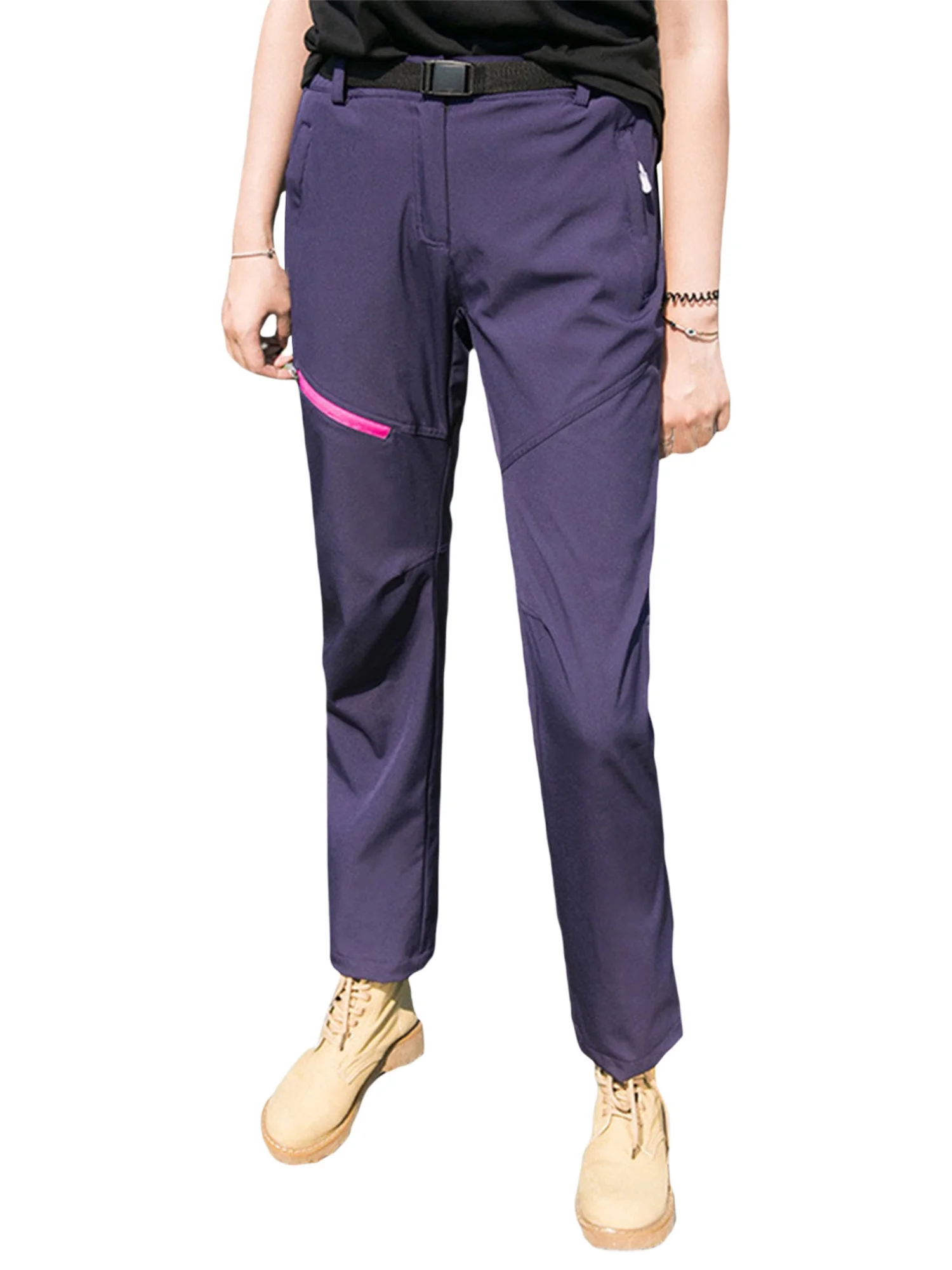 LSFYSZD Men Women Waterproof Fleece Lined Ski Pants Outdoor Warm Thicken Padded Hiking Snow Pants with Zip Pockets