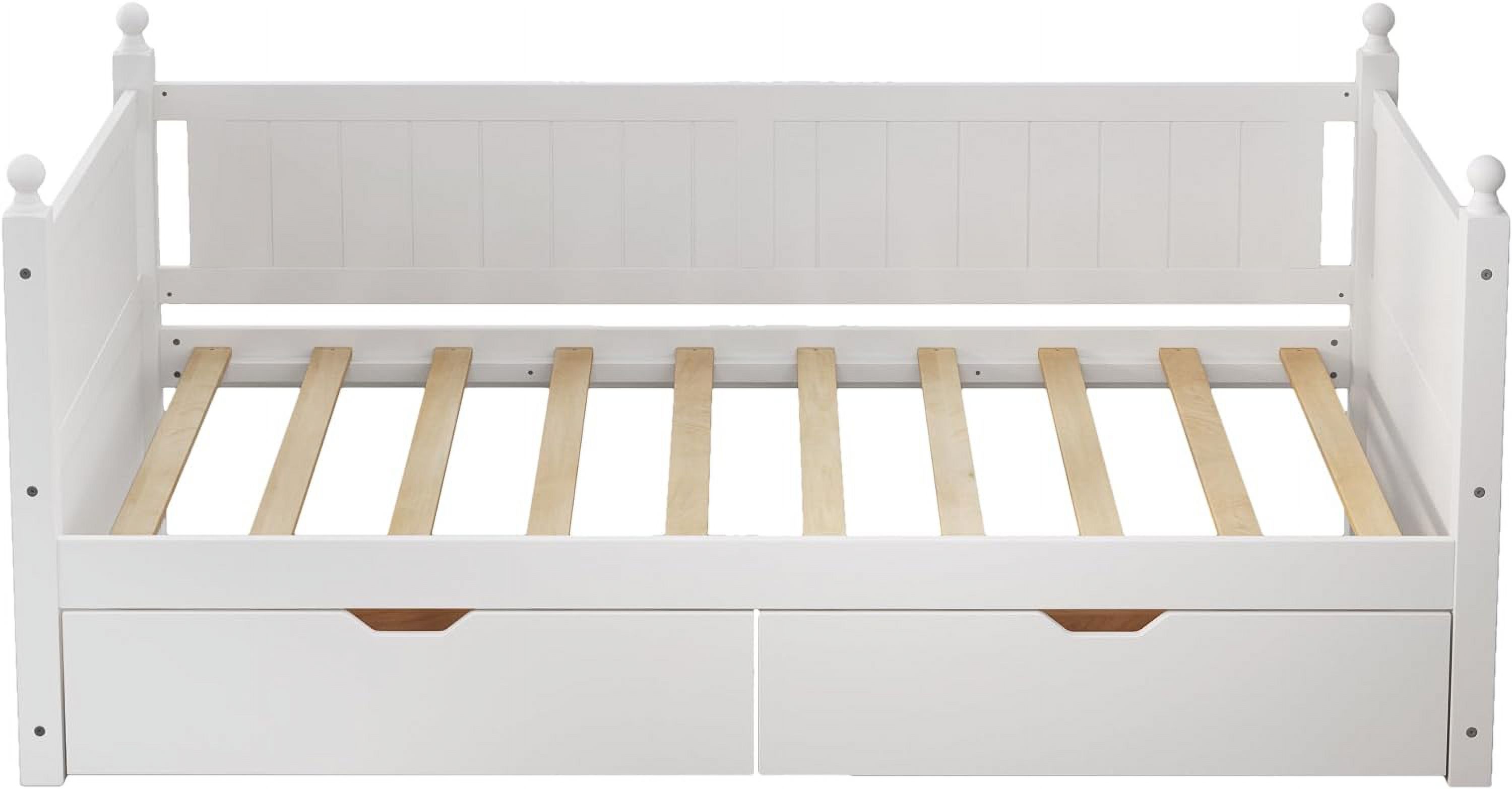 Twin Size Solid Wood Daybed with 2 Drawers for Limited Space Kids, Teens, Adults, No Need Box Spring